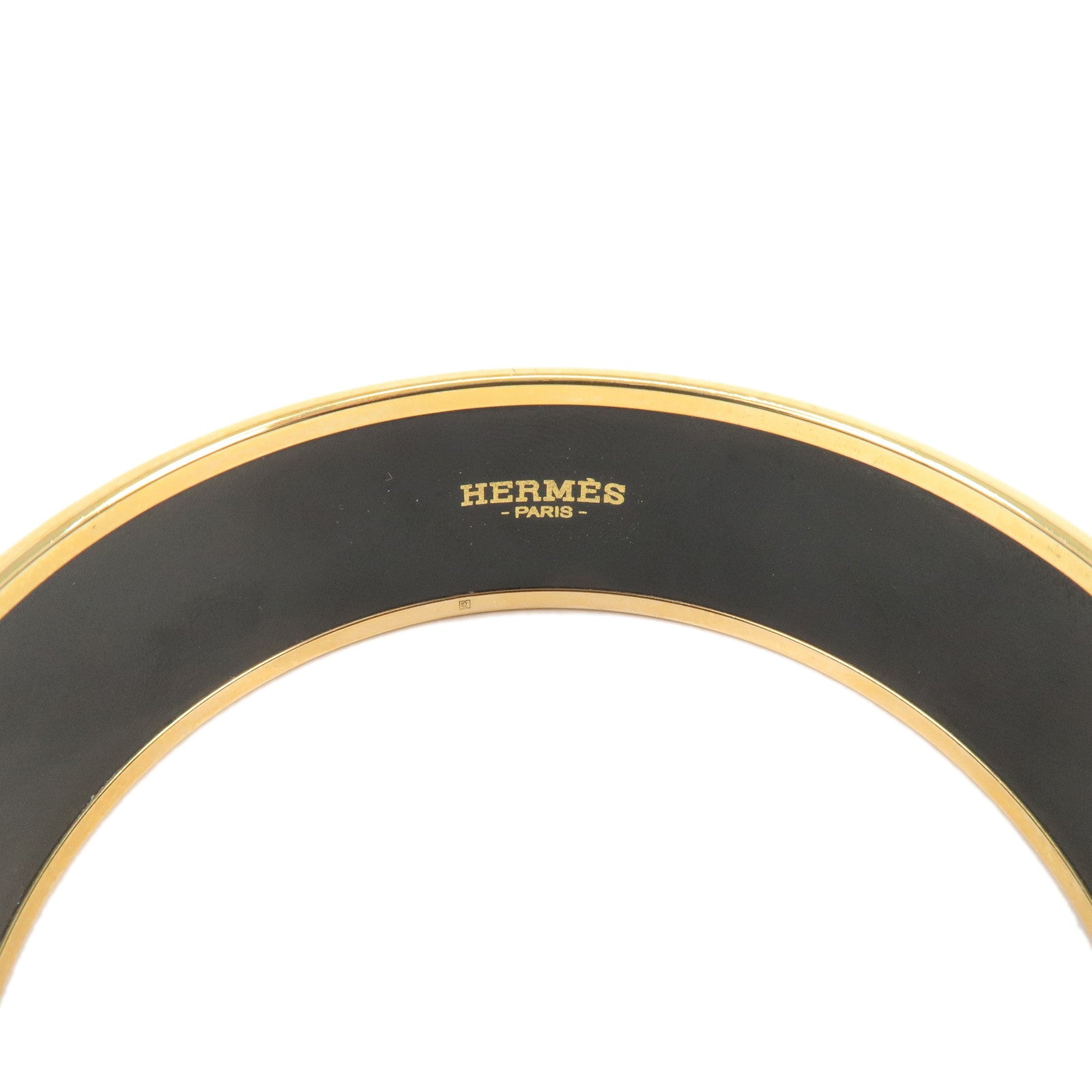 HERMES Email GM Bangle Metal Bracelet Black Gold