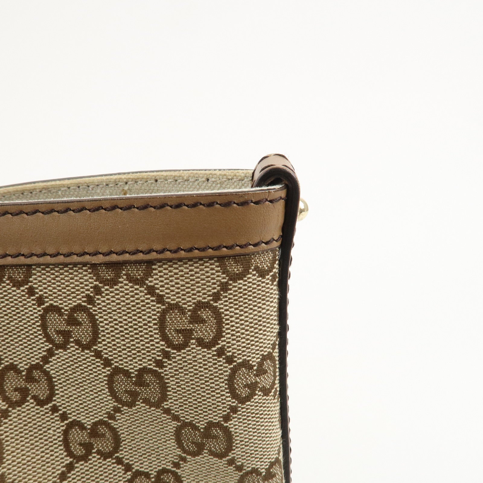 GUCCI GG Monogram Canvas Leather Tote Bag Brown 247209