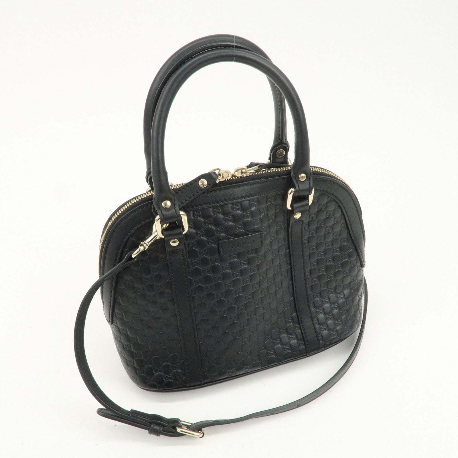 GUCCI Micro Guccissima Leather 2Way Hand Shoulder Bag Black 449654