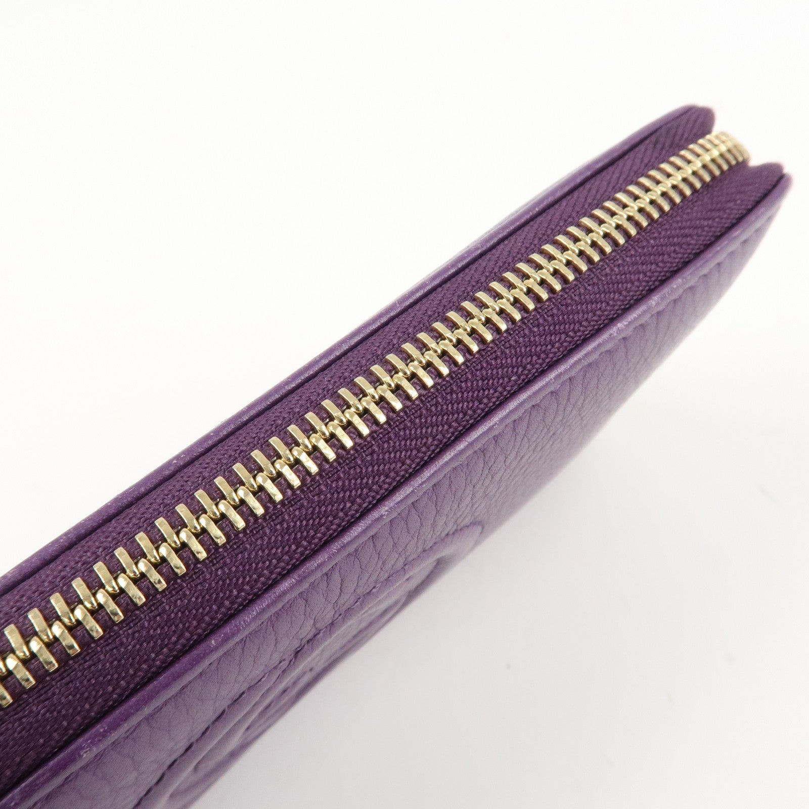 GUCCI SOHO Leather Zip Around Long Wallet Purple Used
