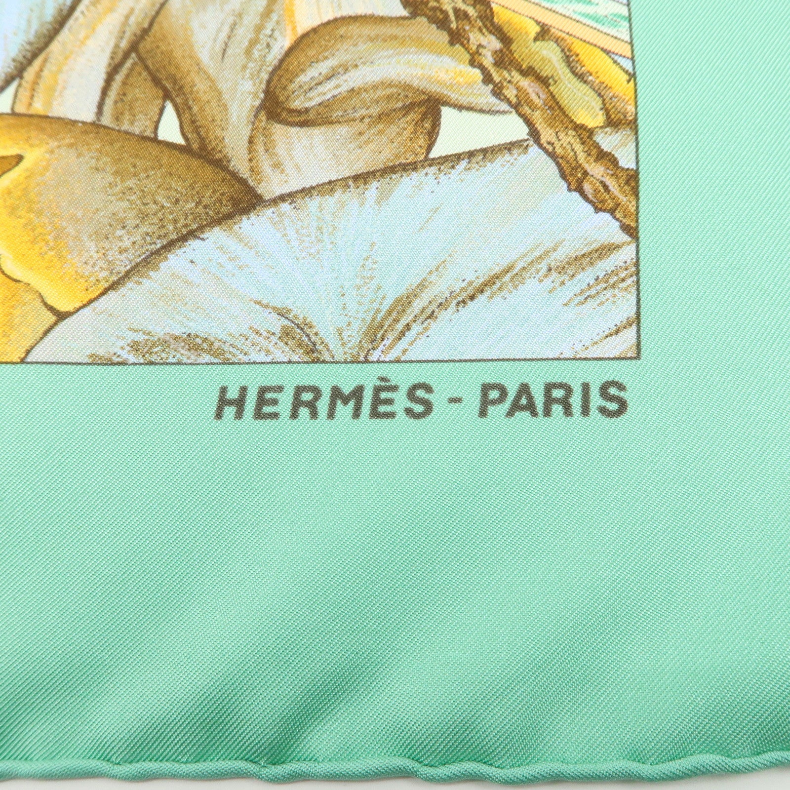 Carre 90 Silk 100% Scarf Jardin Creole Light Green Light Green