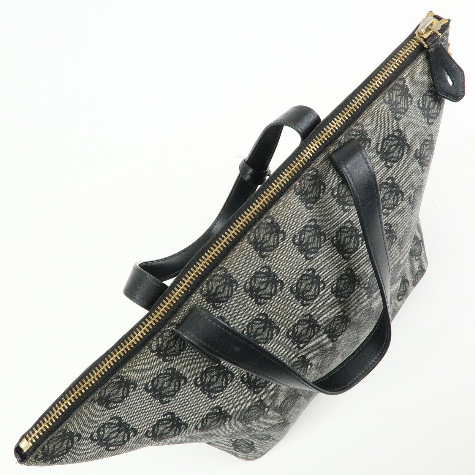 LOEWE Anagram PVC Canvas Leather Tote Bag Hand Bag Black