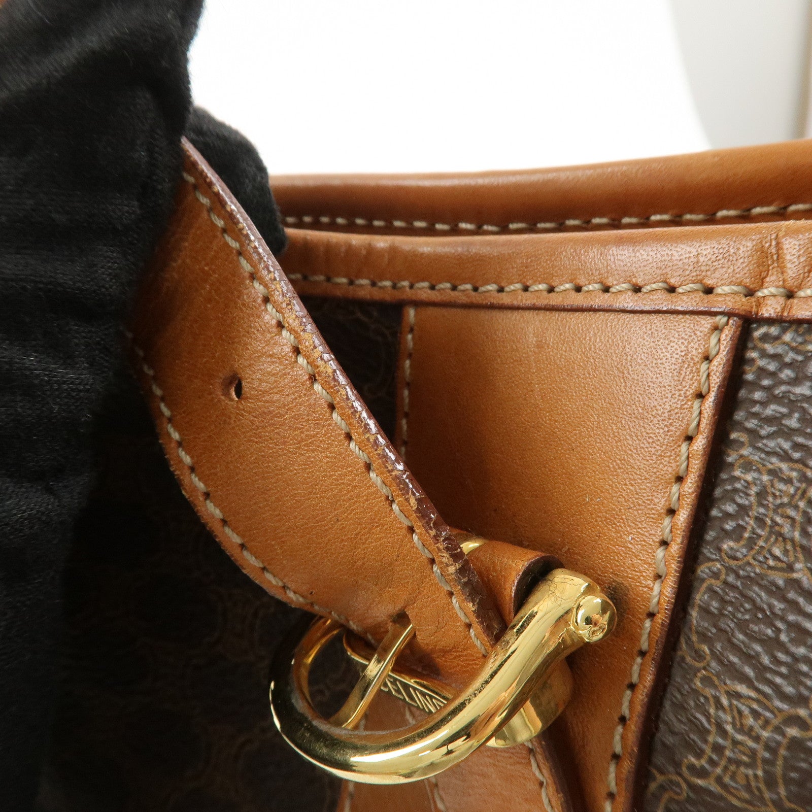 CELINE Macadam PVC Leather Tote Bag Shoulder Bag Hand Bag Brown