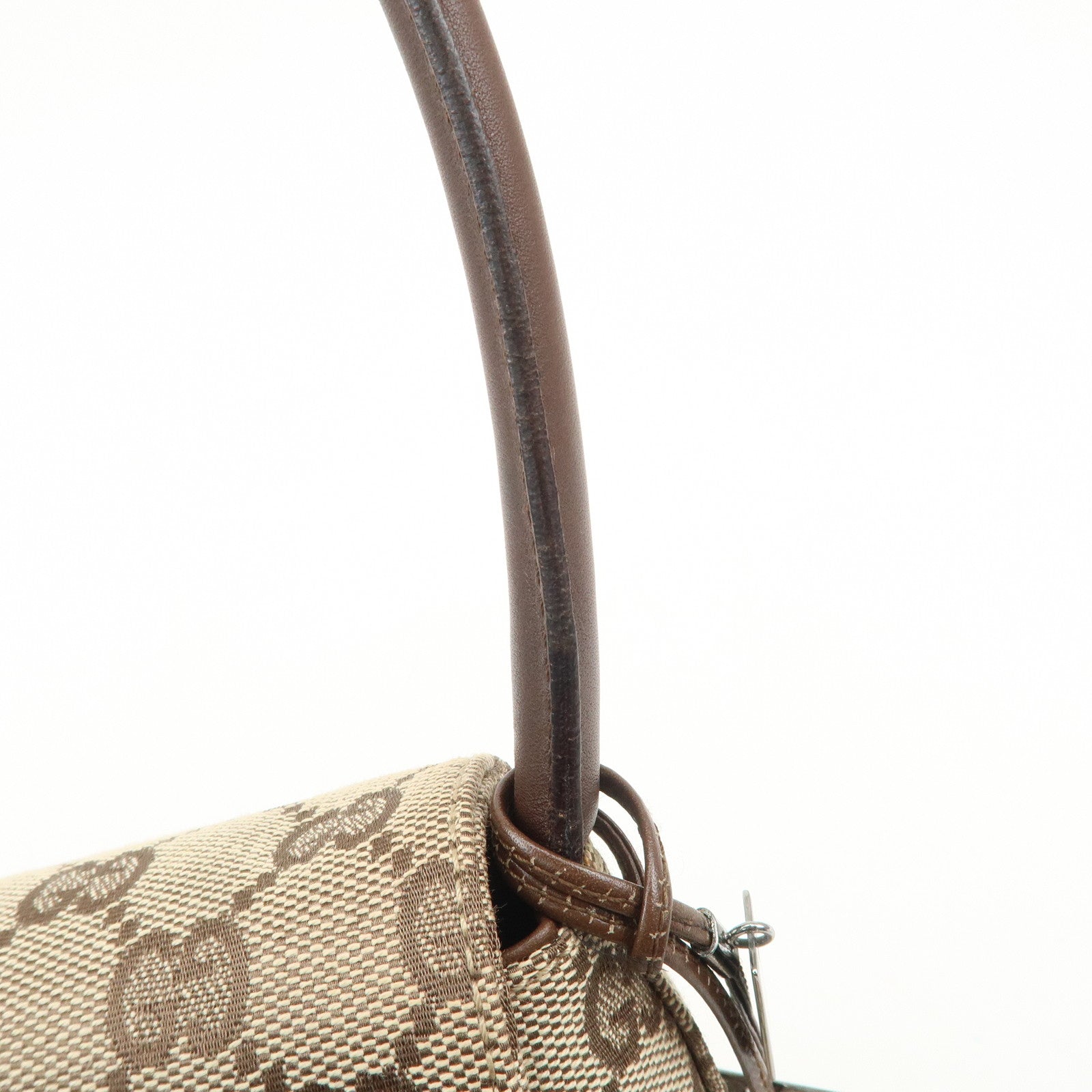 GUCCI GG Monogram Canvas Leather Shoulder Bag Beige Brown 90646