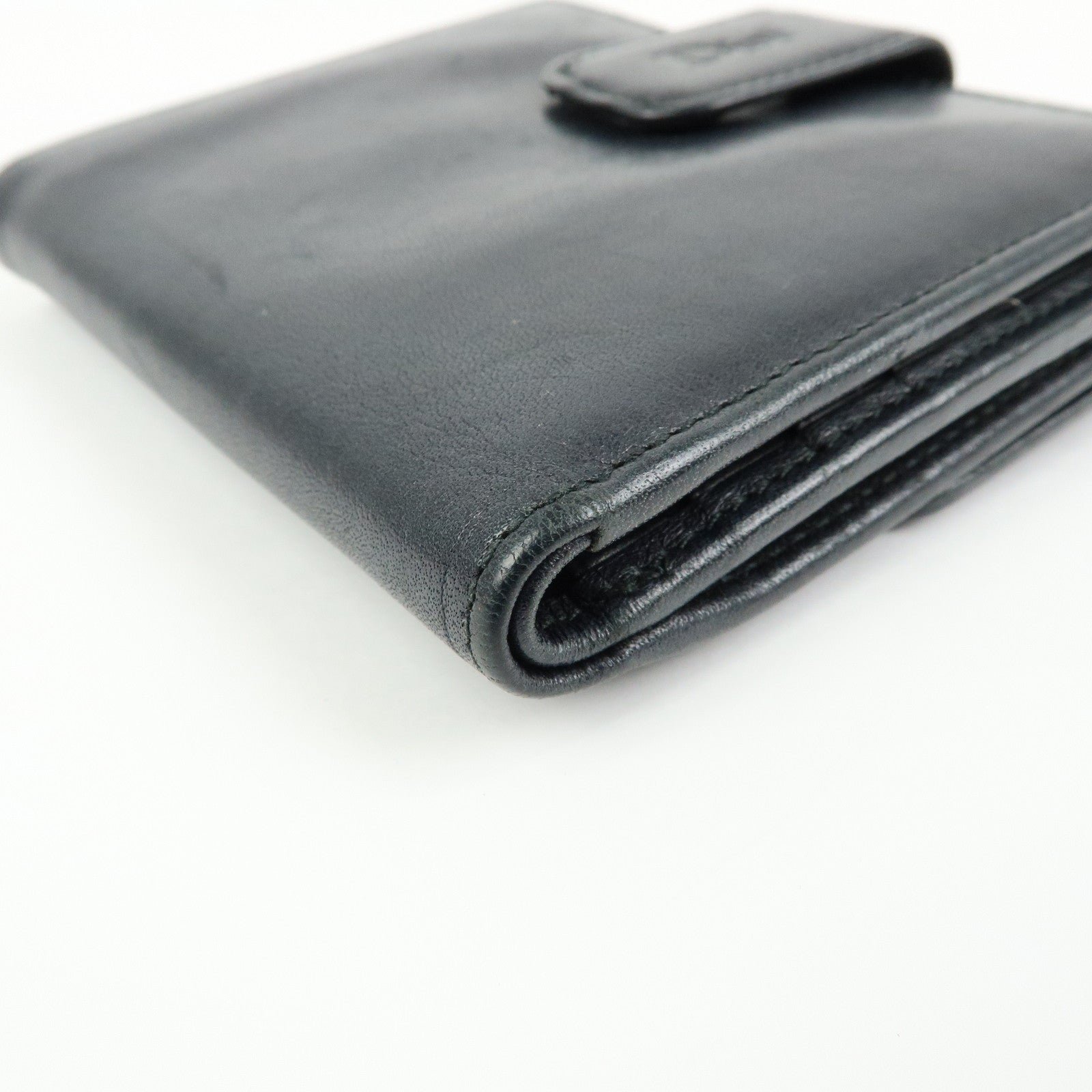 Christian Dior Cannage Lamb Skin Bi-fold Compact Wallet Black