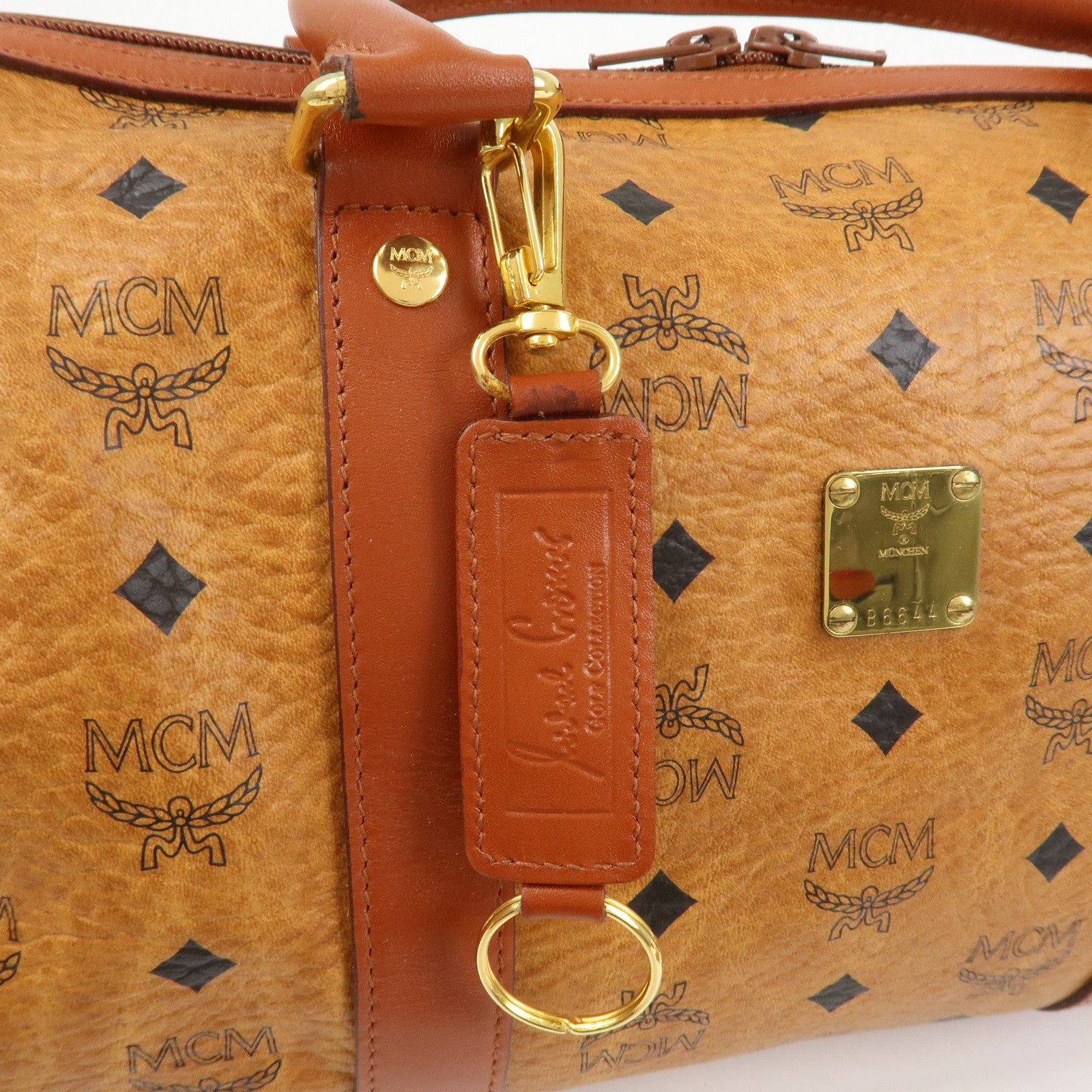 MCM Visetos Logo Leather 2WAY Bag Hand Bag Shoulder Bag Brown