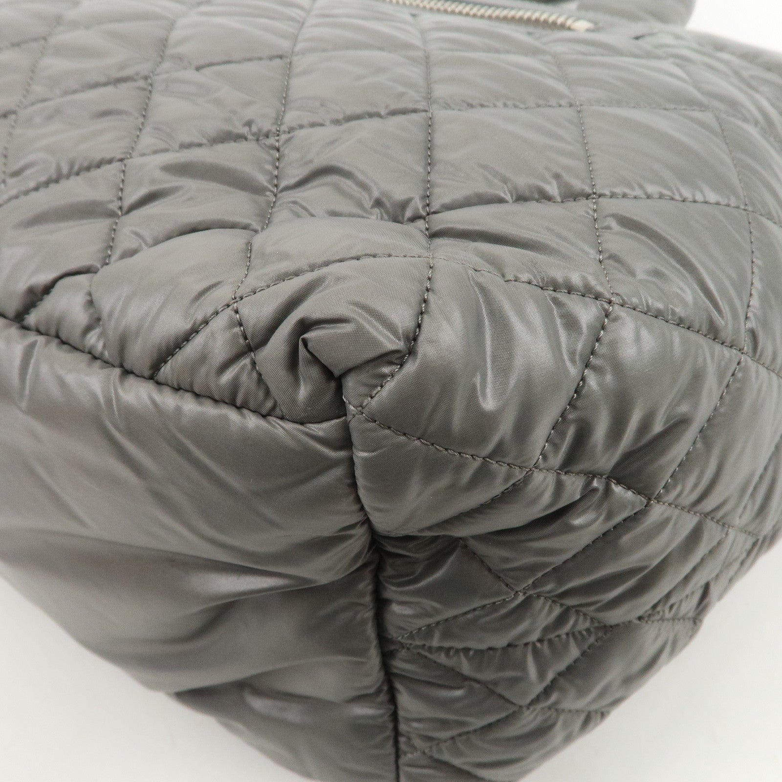 CHANEL COCO Cocoon Nylon Leather Medium Tote Bag Hand Bag A48611