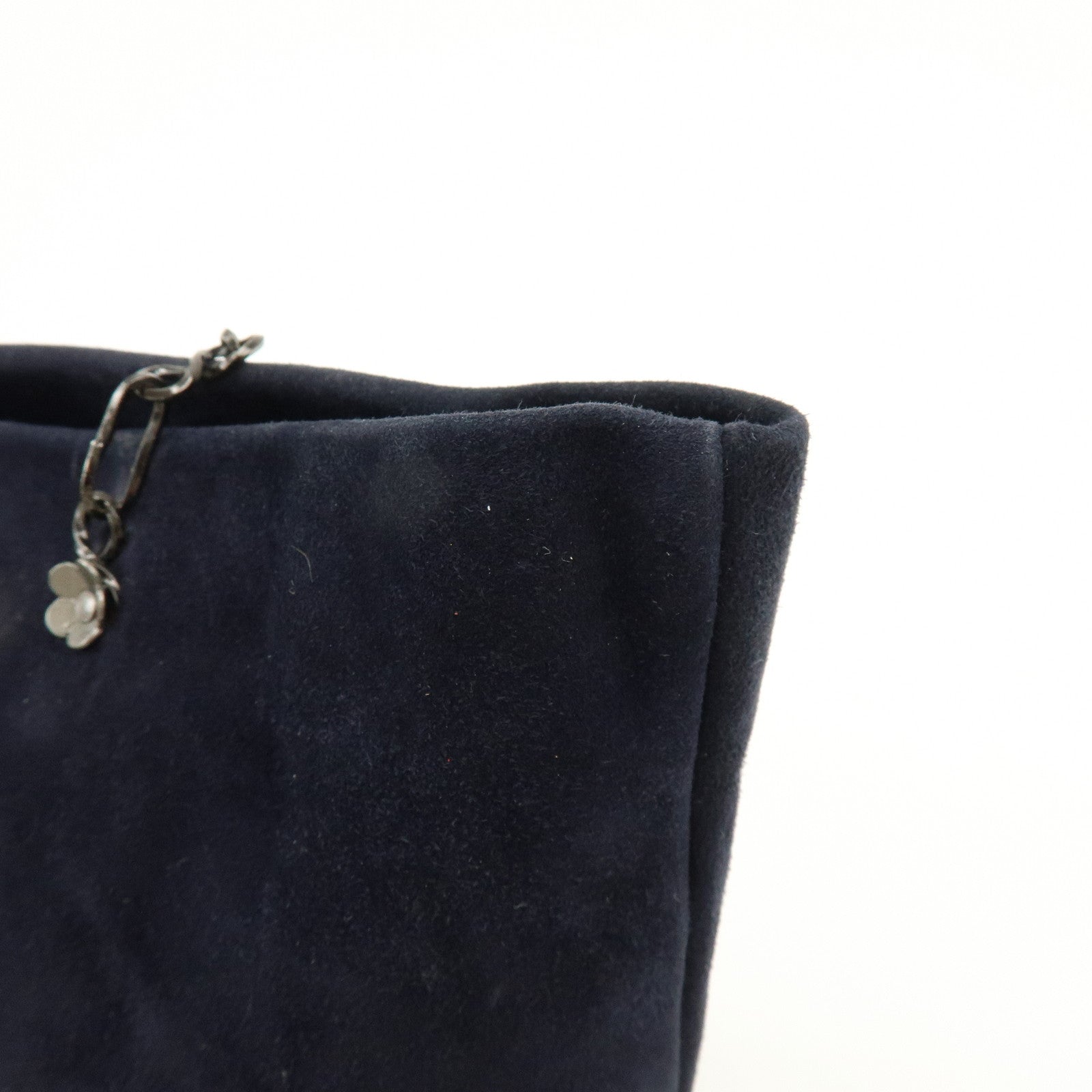 PRADA Logo Suede Chain Shoulder Bag Tote Bag Dark Navy