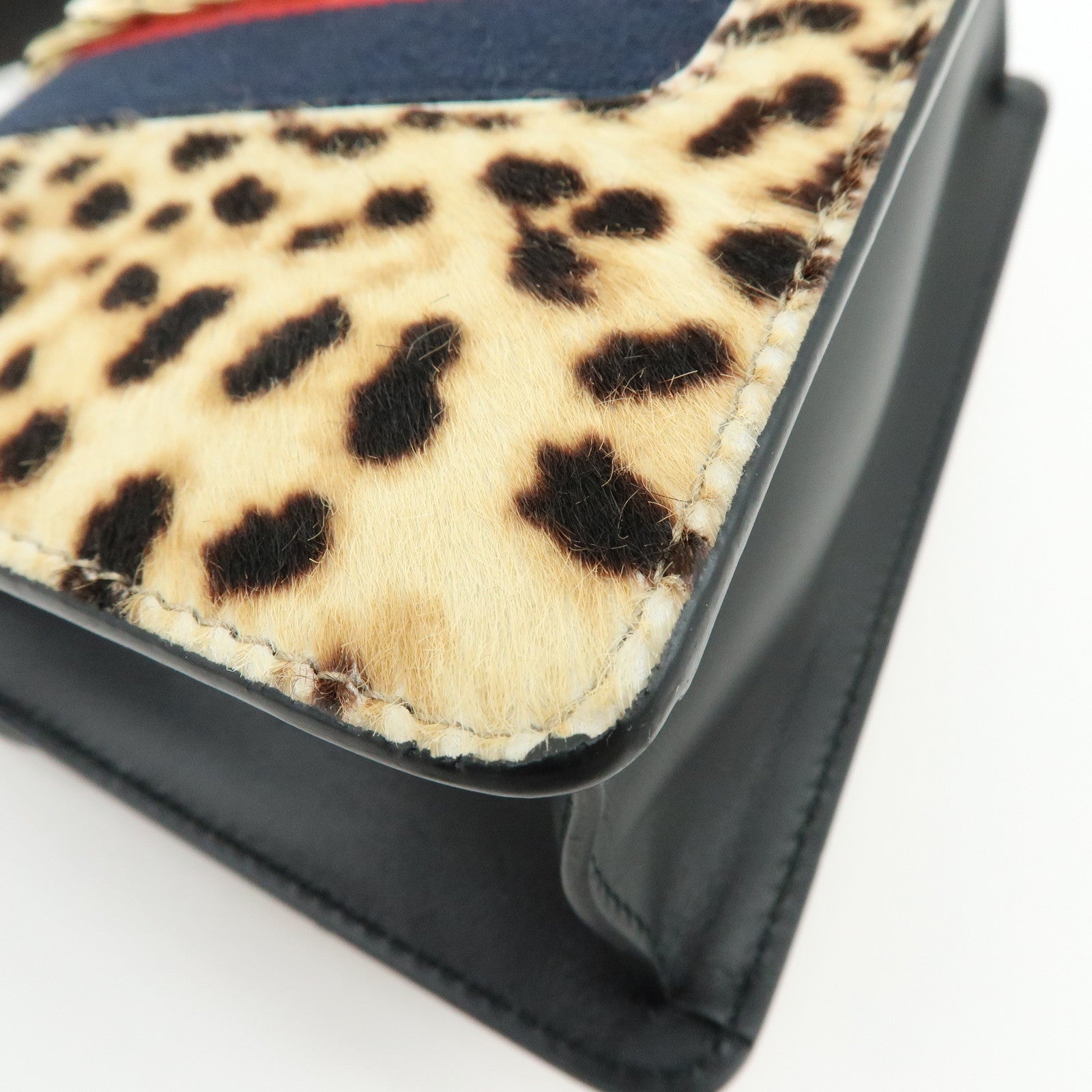 GUCCI Sherry Sylvie Pony Hair Leather 2Way Hand Bag Leopard 470270