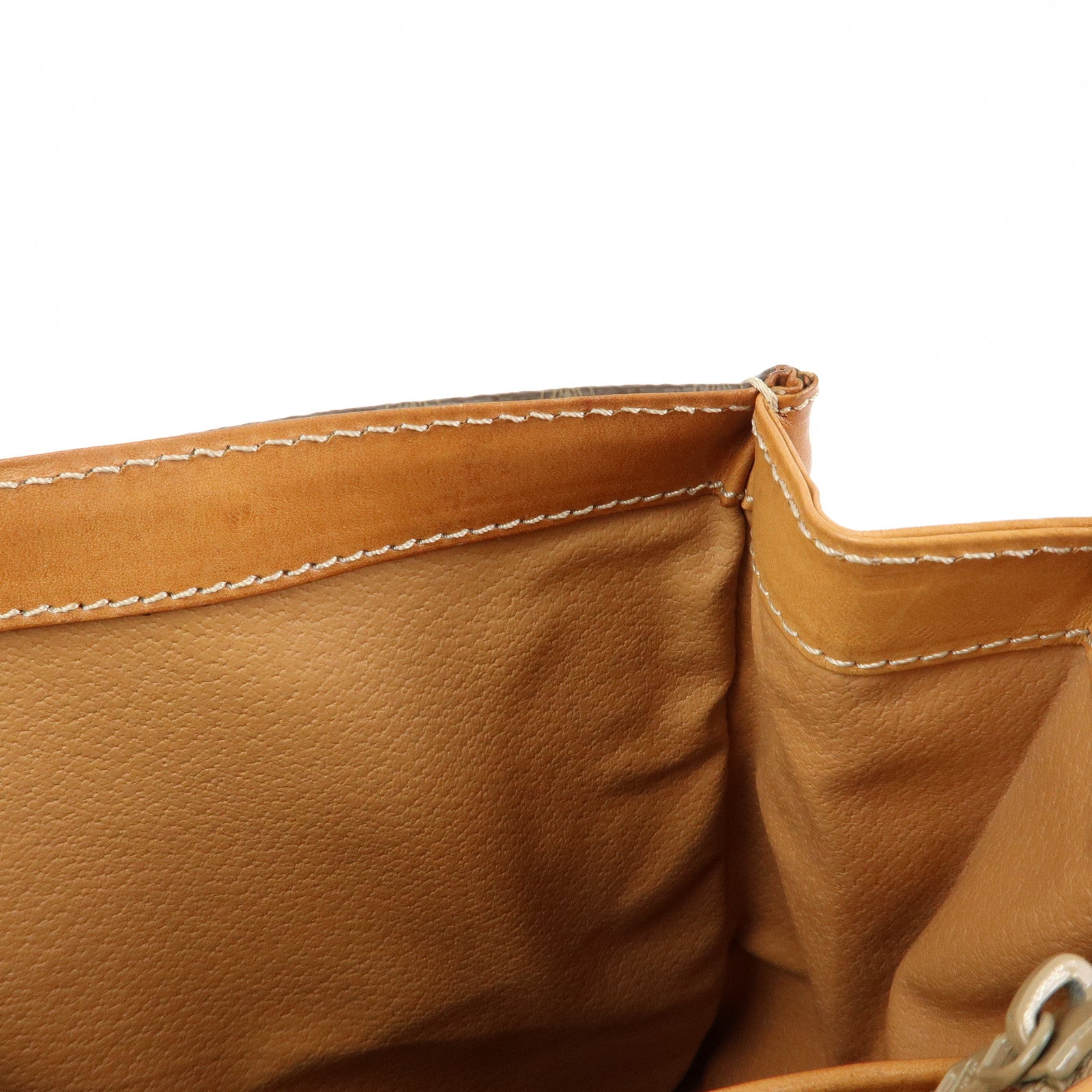 CELINE Macadam PVC Leather Hand Bag Top Handle Flap Bag Brown