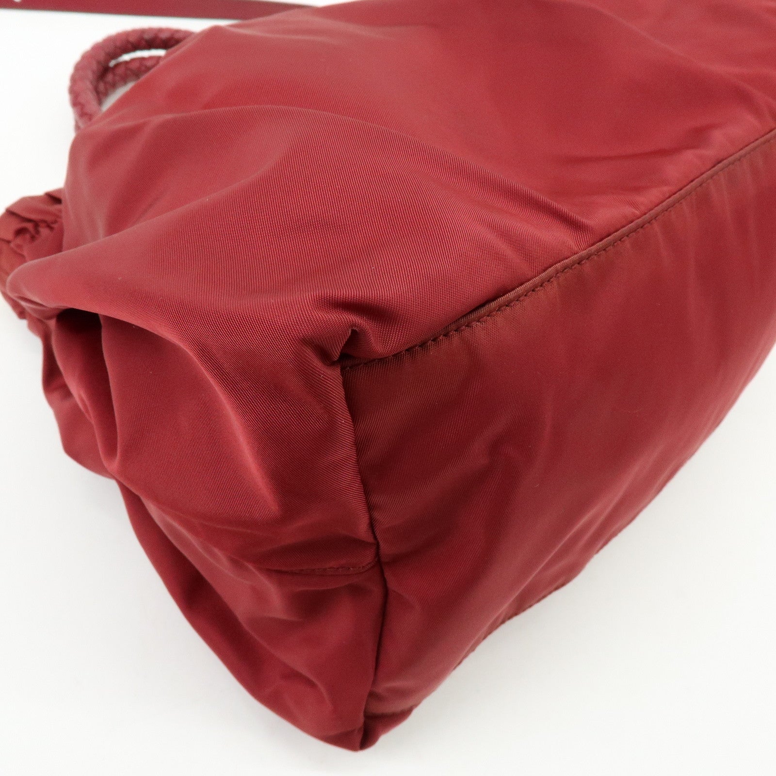 PRADA Nylon Leather Ribbon 2Way Bag Hand Bag Shoulder Bag Red