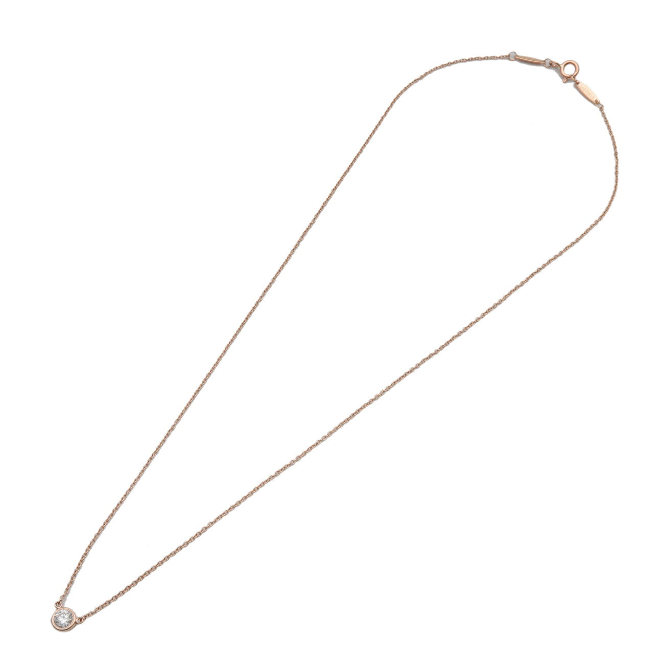 Tiffany & Co By The Yard 1P Diamond Necklace K18 750PG Rose Gold
