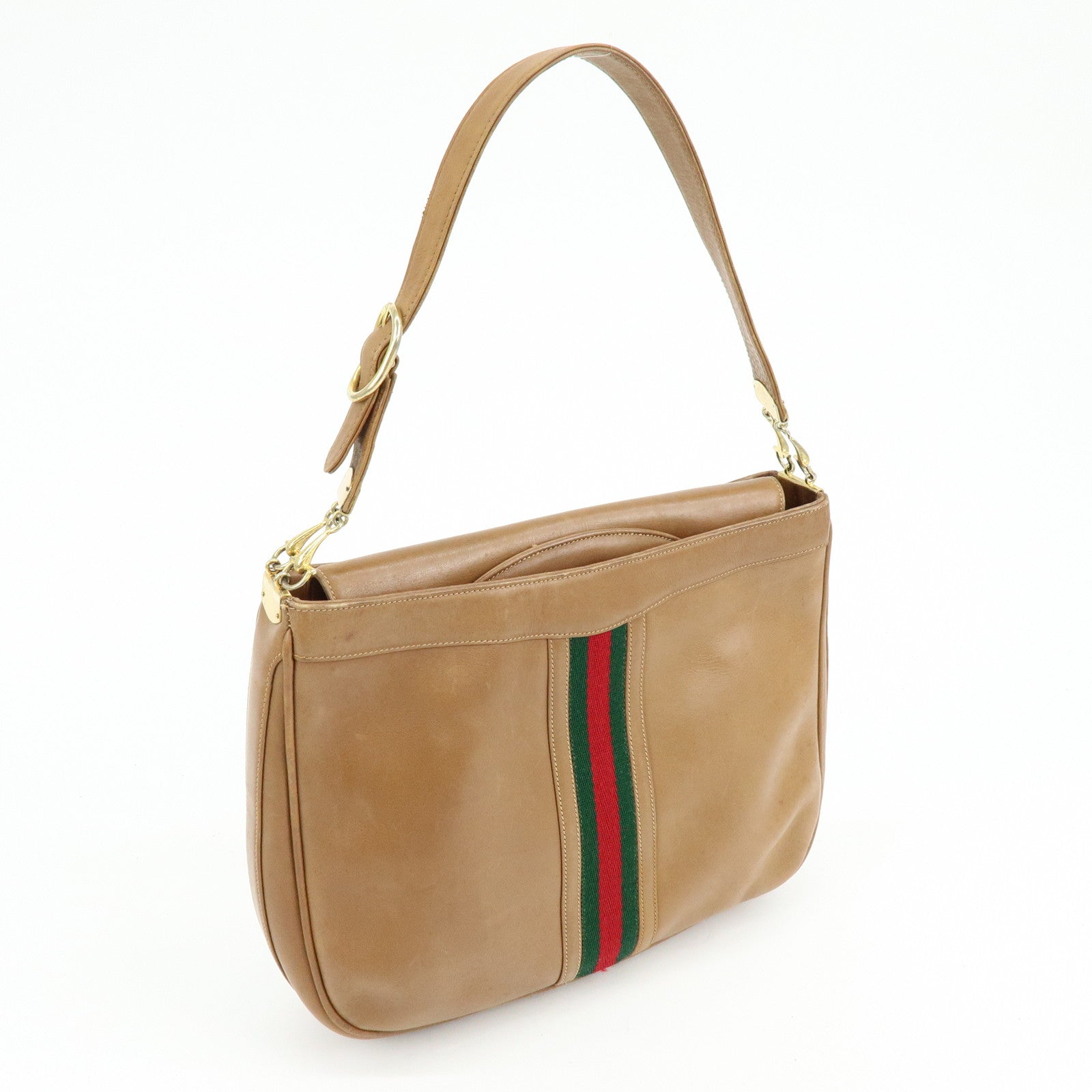 GUCCI Old GUCCI Sherry Leather Hand Bag Shoulder Bag Brown