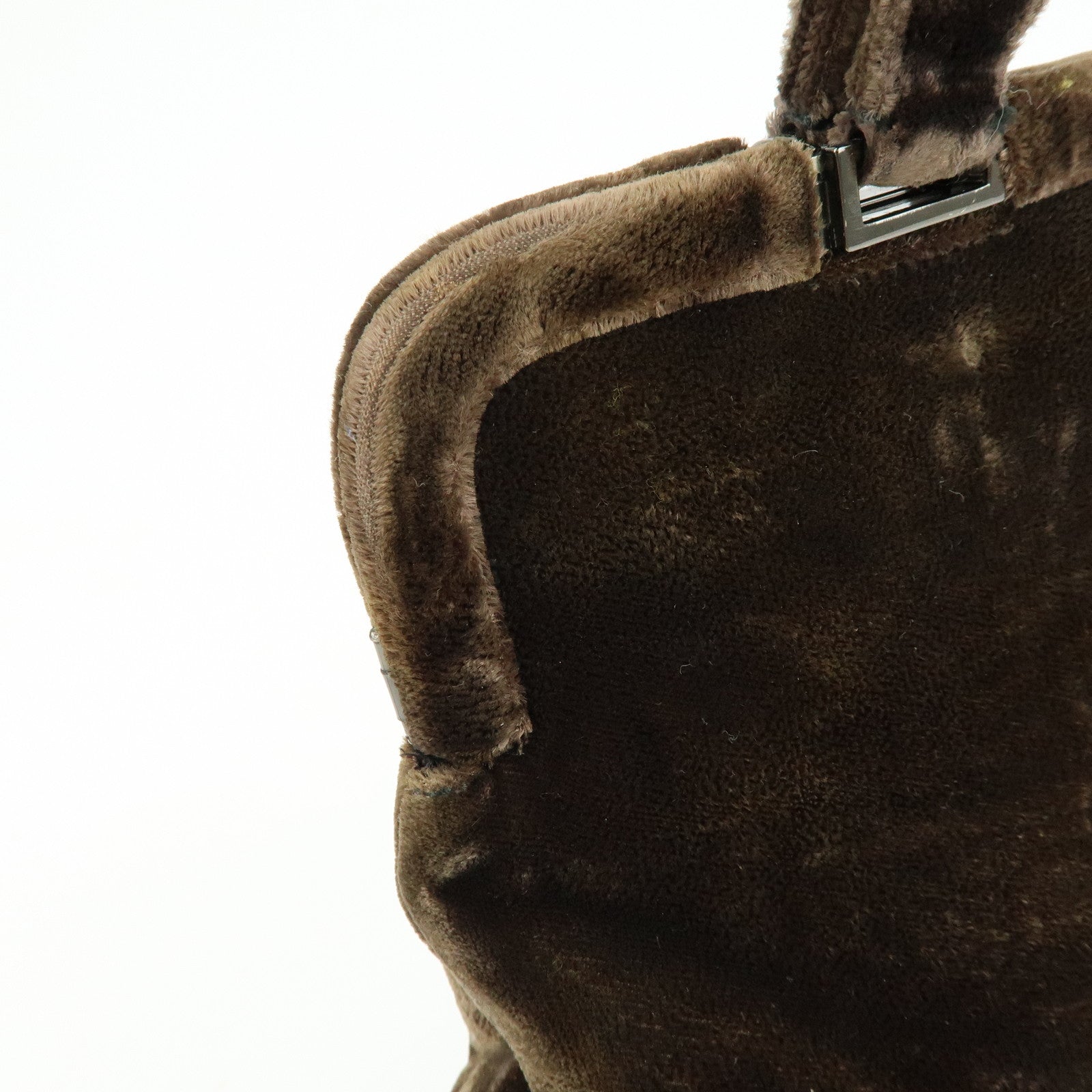 PRADA Logo Velour Hand Bag Brown B7641