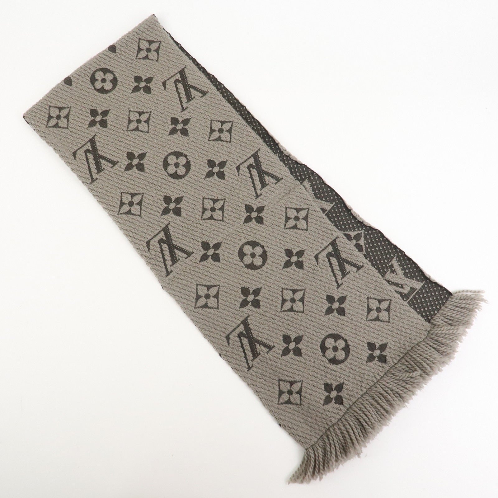 Louis Vuitton Echarpe Logomania Wool Silk Scarf Gray 413287
