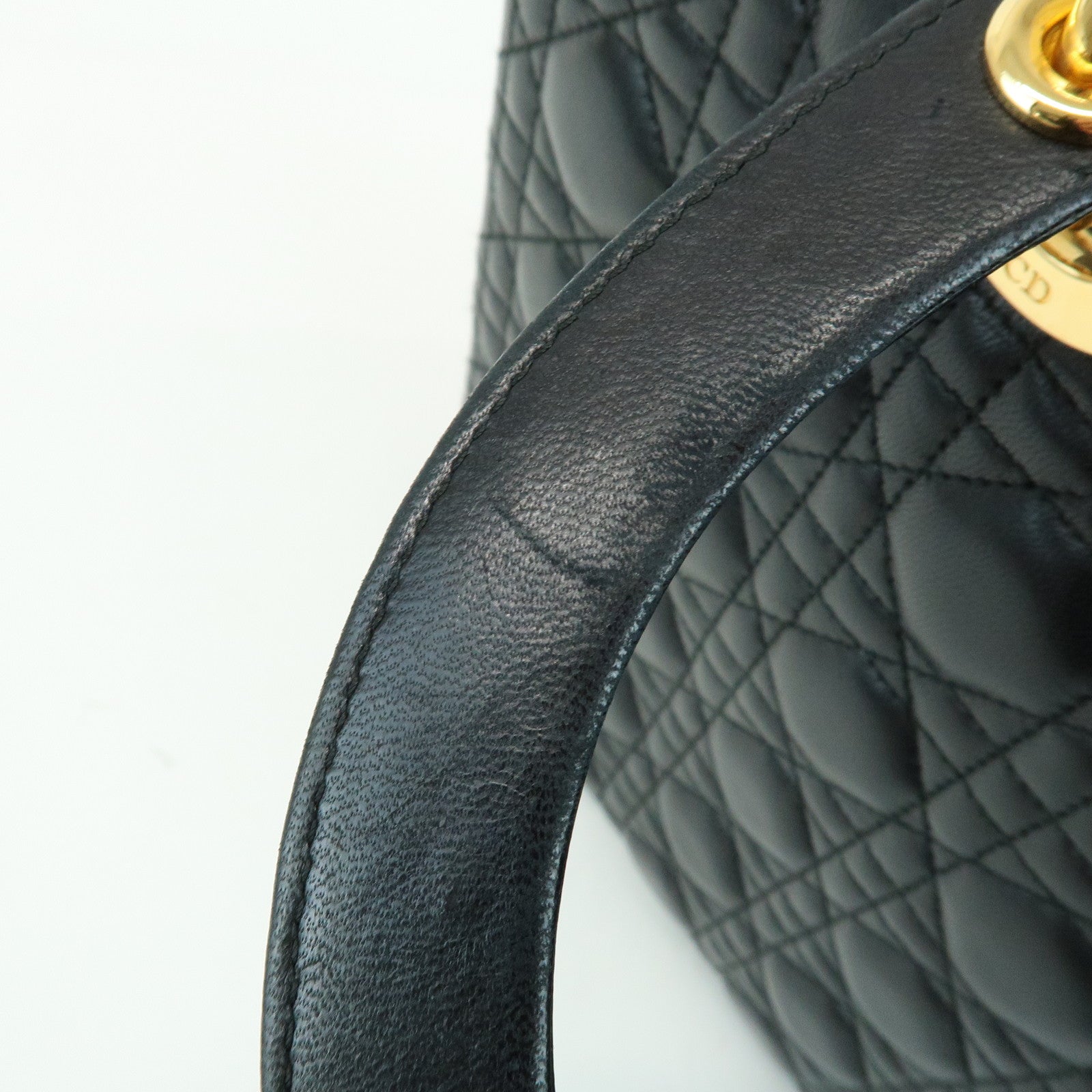 Christian Dior Cannage Lady Dior Leather Large Tote Hand Bag Black