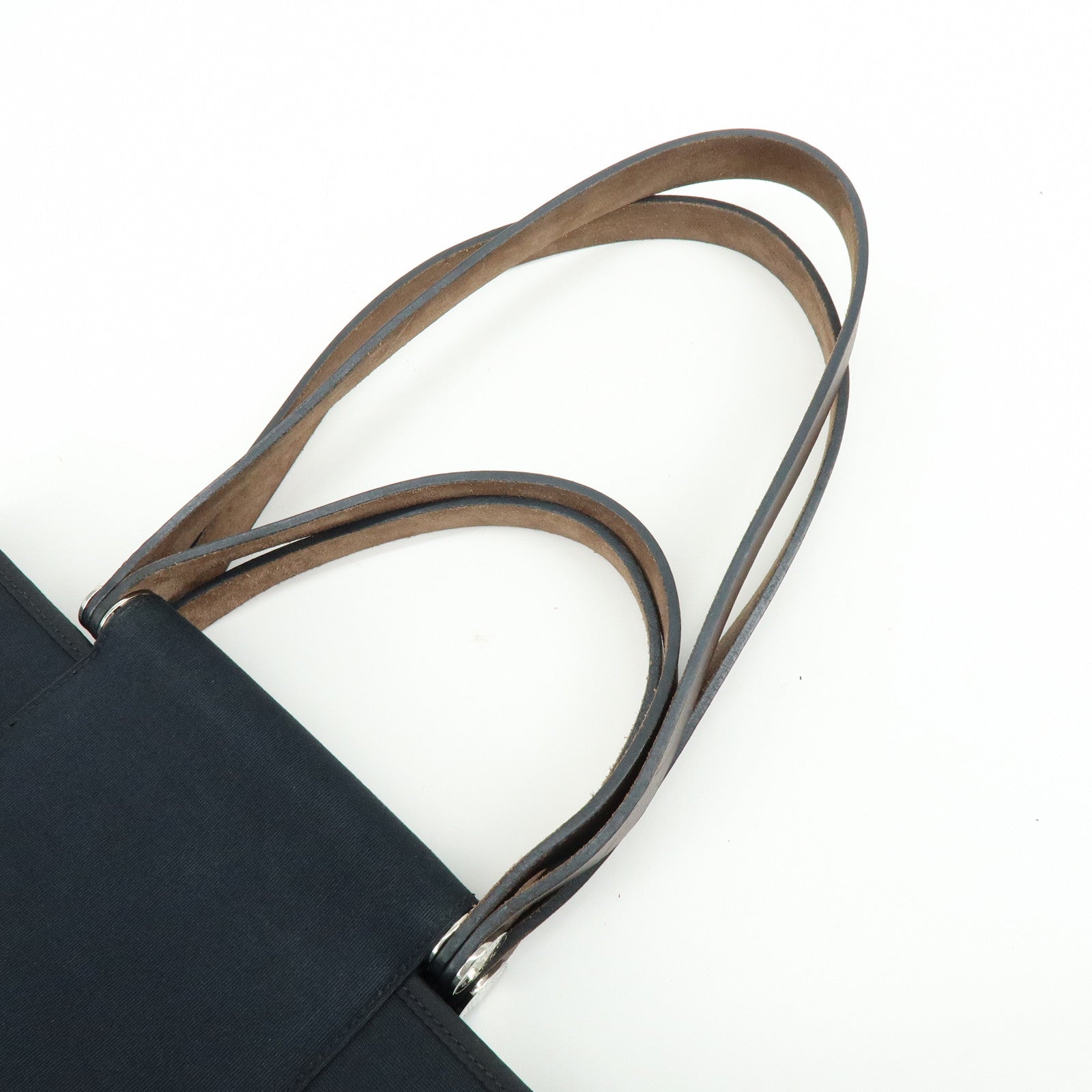 HERMES Cabag Elan PM Toile Officier Leather Tote Bag ▢N Stamped