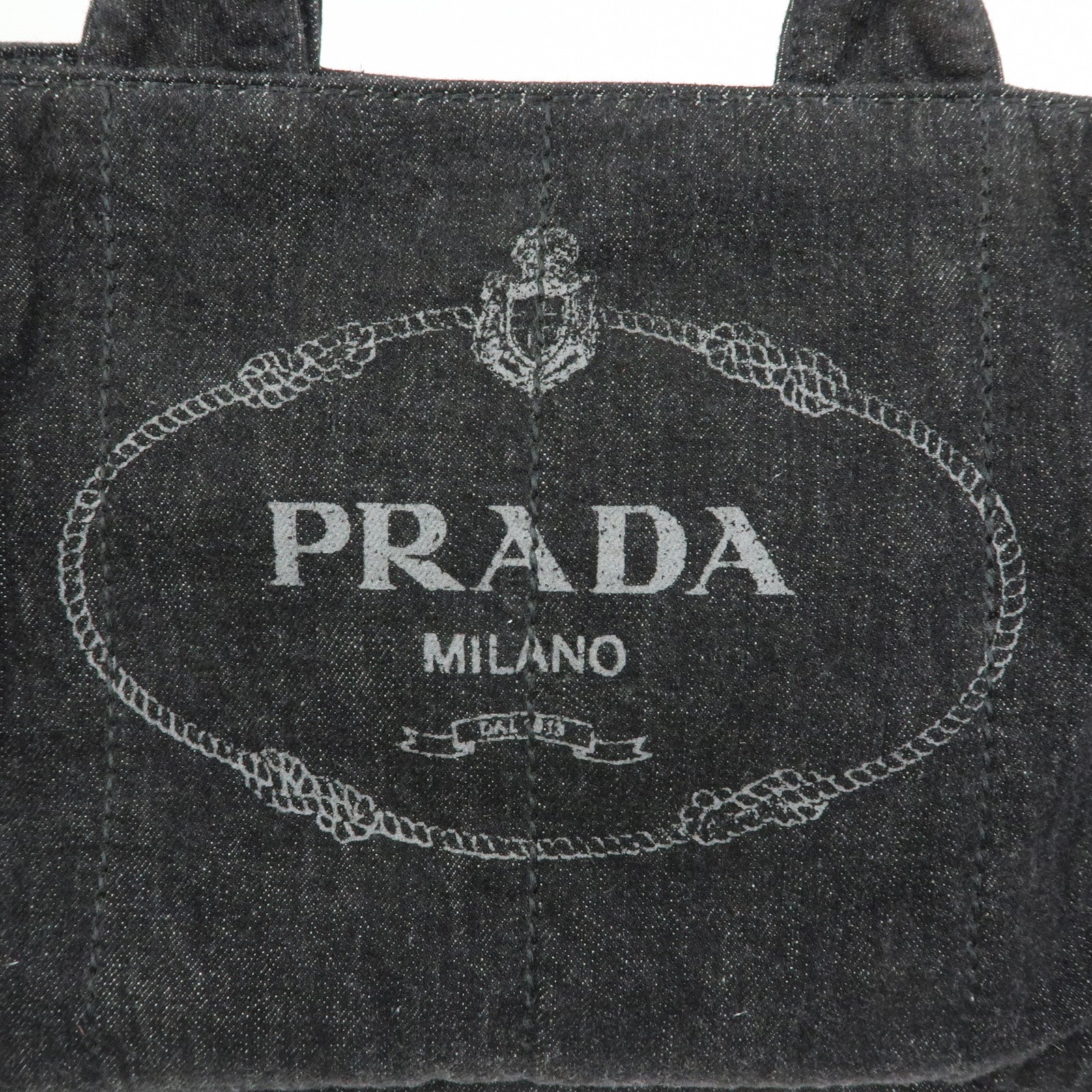 PRADA Triangle Logo Canapa Canvas 2Way Tote Hand Bag Black BN2642