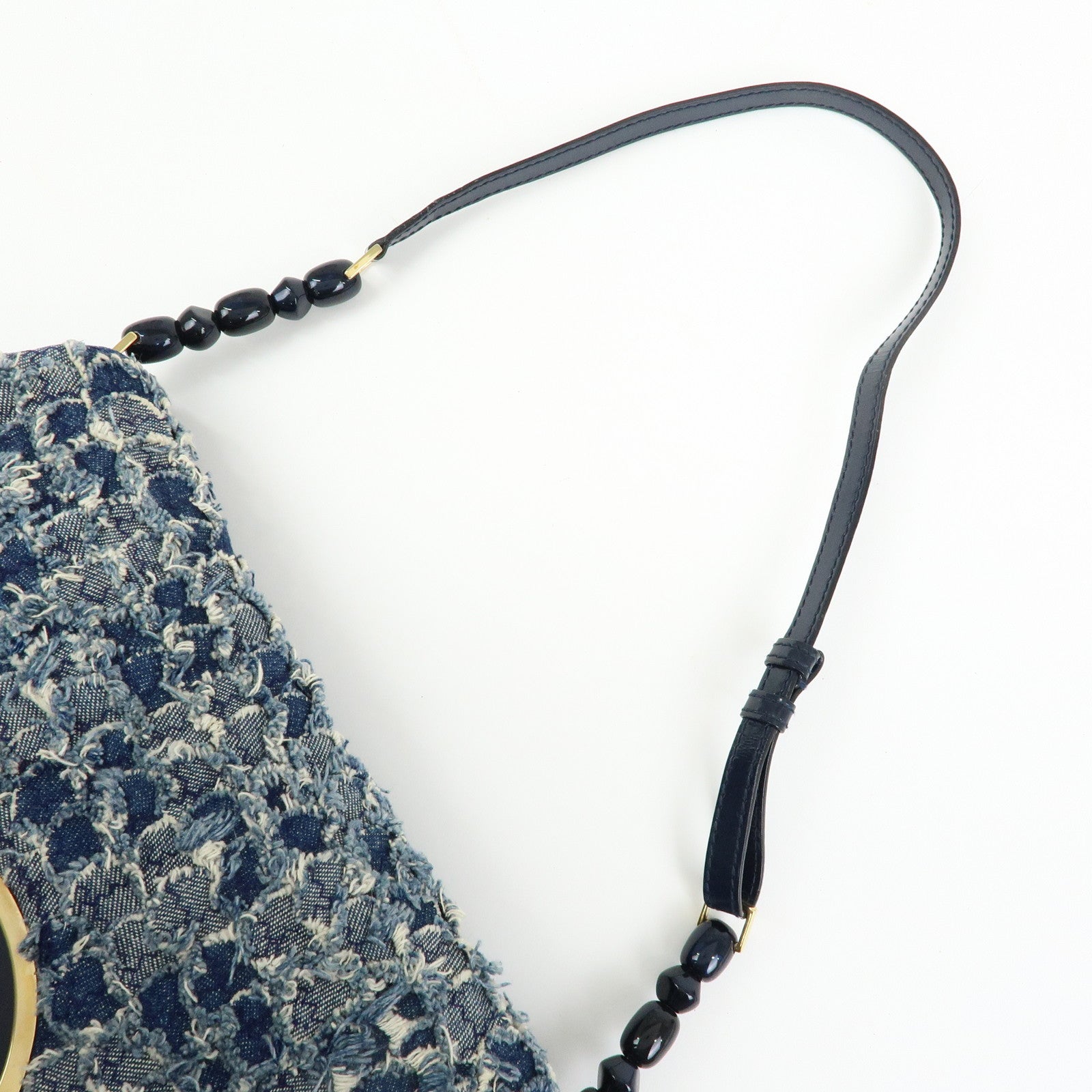 Christian Dior Maris Pearl Denim Patent Leather Shoulder Hand Bag