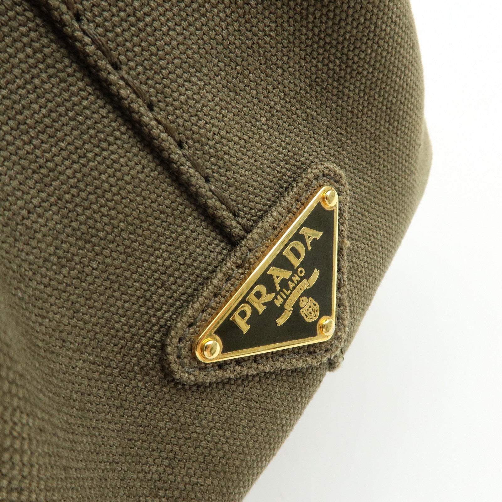 PRADA Triangle Log Canapa Mini 2Way Hand Shoulder Bag Khaki B2439G