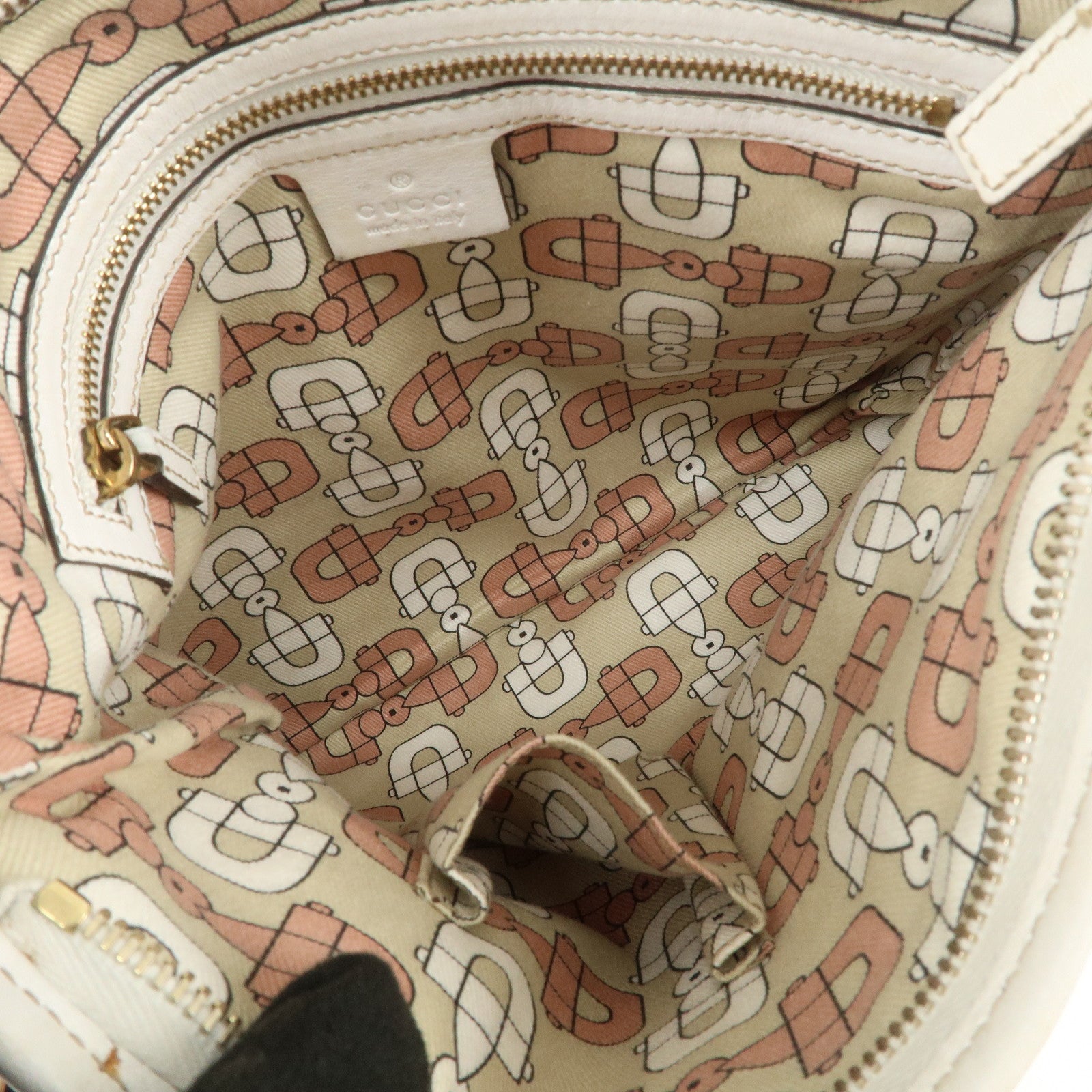 GUCCI Sherry GG Canvas Leather Shoulder Bag Beige Pink 144388