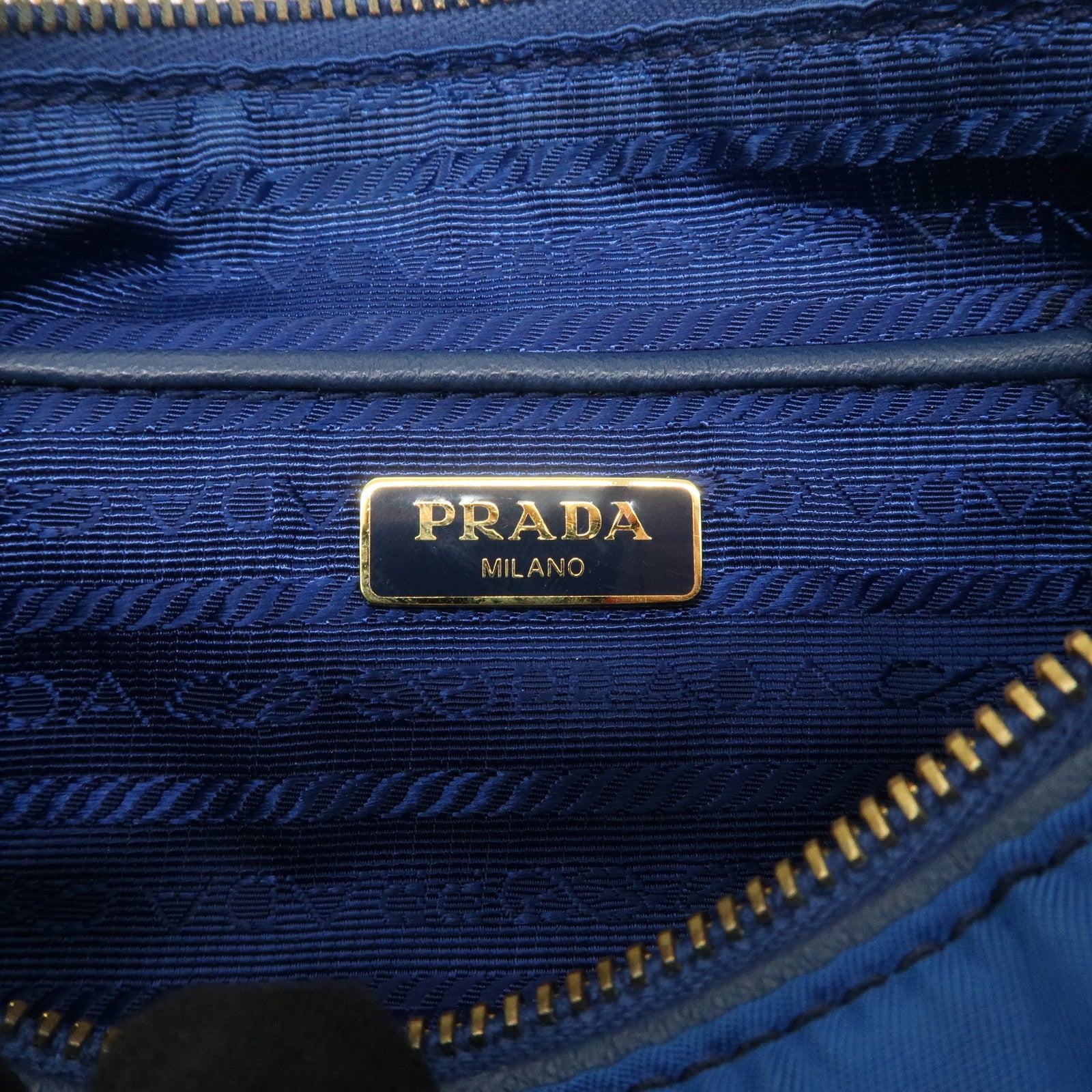 PRADA Triangle Logo Nylon Leather Mini Shoulder Bag Blue BN1834