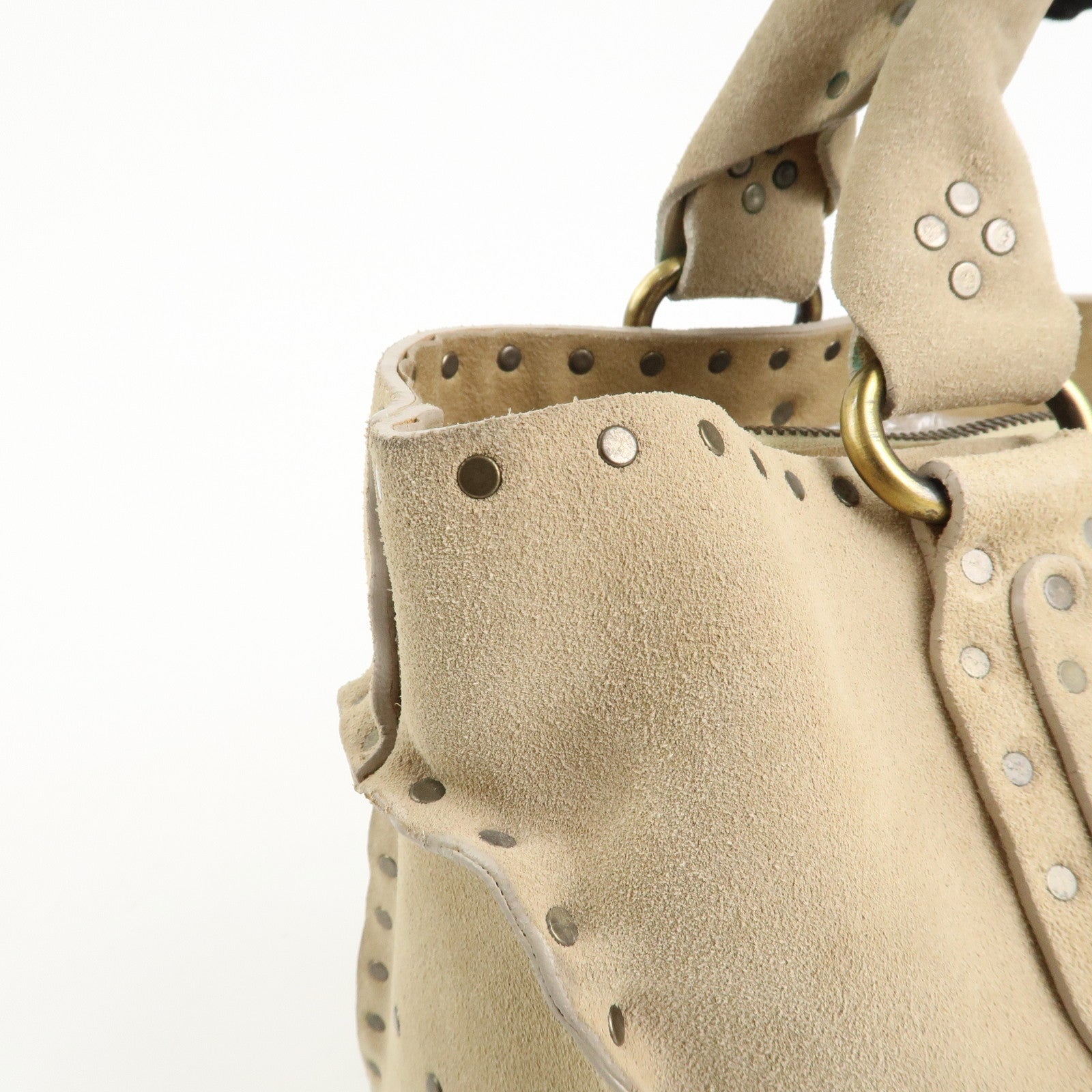 CELINE Suede Boogie Bag Hand Bag Tote Bag Ivory CE00/38 Used