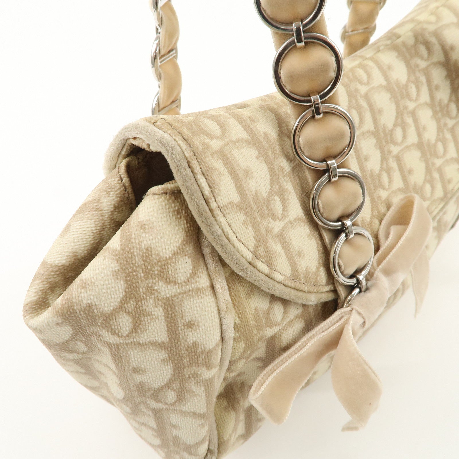 Christian Dior Romantic Trotter PVC Leather Shoulder Bag Hand Bag Beige