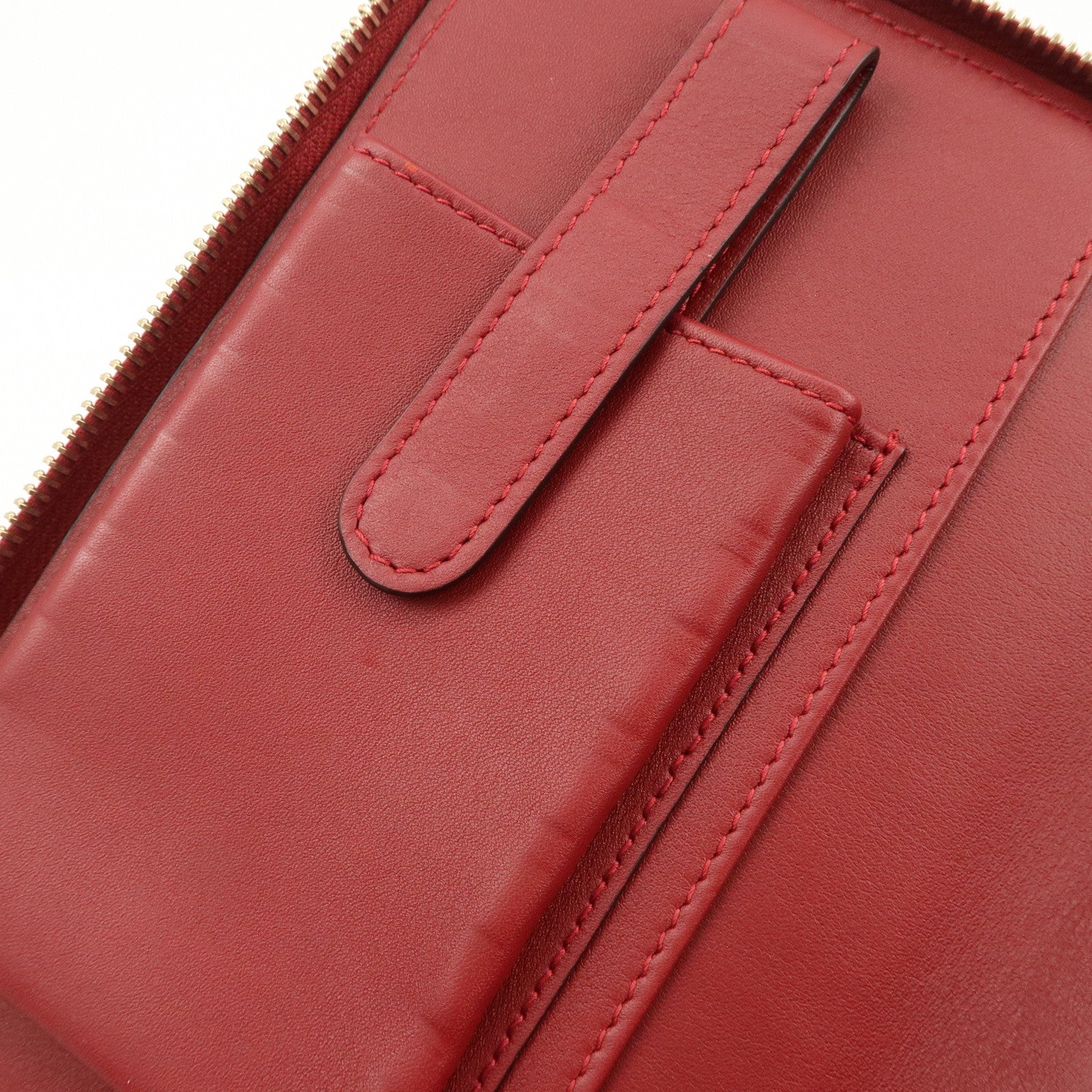 GUCCI Micro Guccissima Leather Travel Case Clutch Bag Red 544250 Used