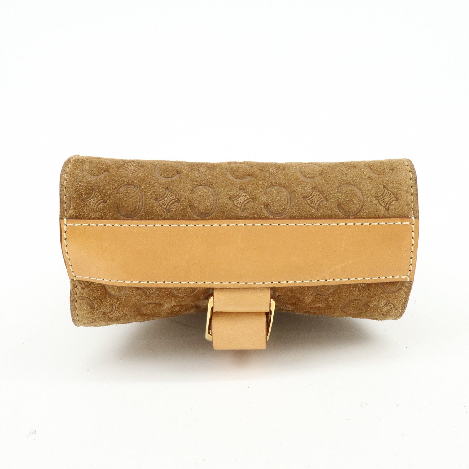 CELINE C Macadam Suede Leather Shoulder Bag Crossbody Bag Brown