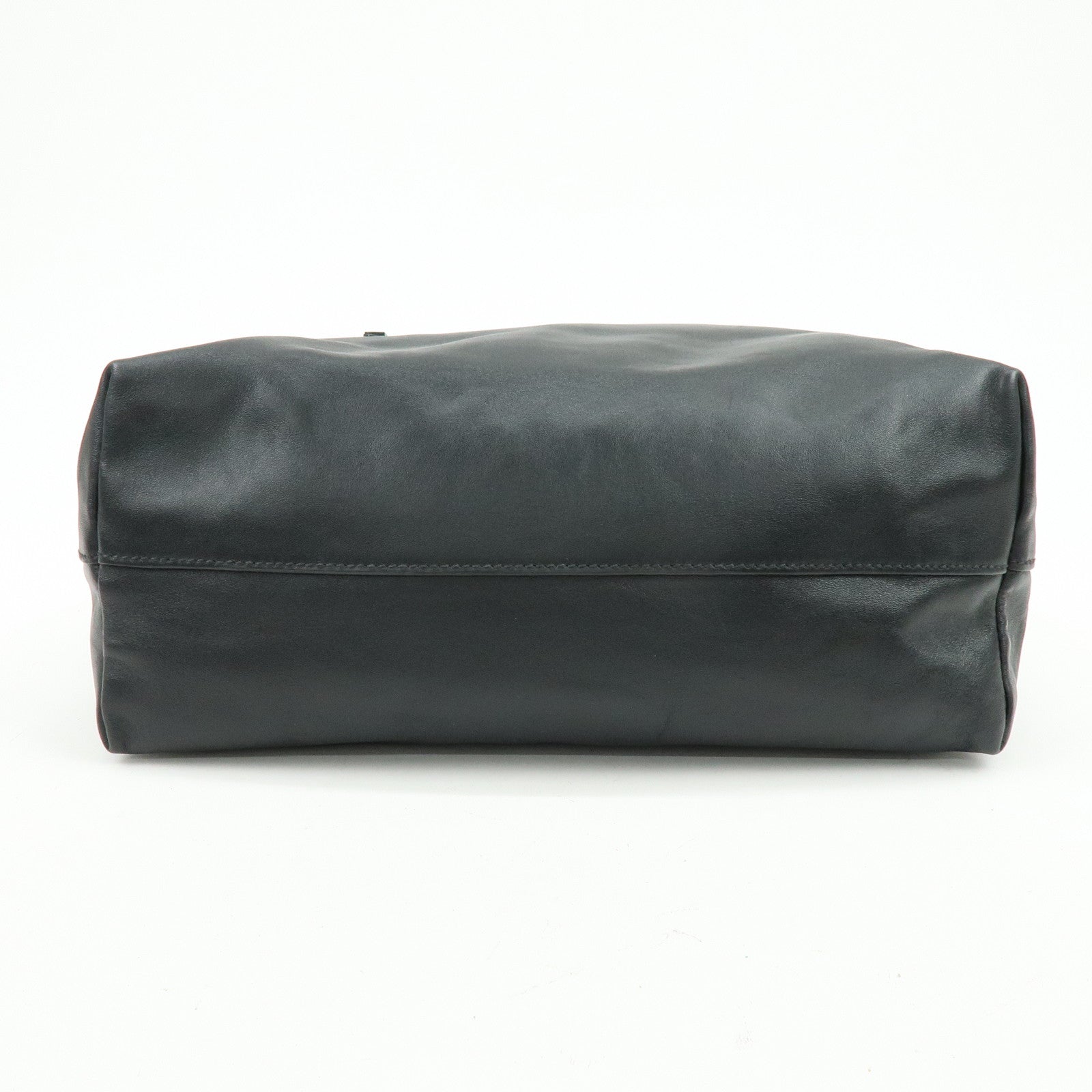 MIU MIU Logo Leather Tote Bag Shoulder Bag Hand Bag Black
