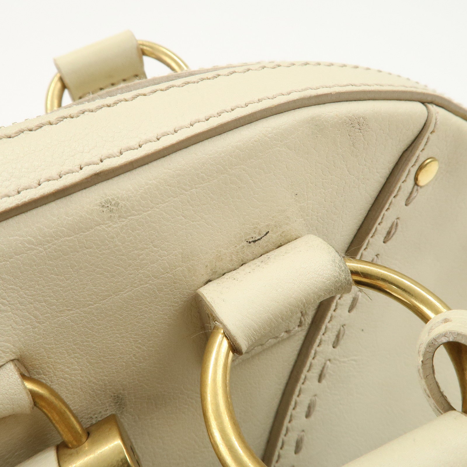 SAINT LAURENT PARIS Muse Leather Hand Bag Shoulder Bag Ivory