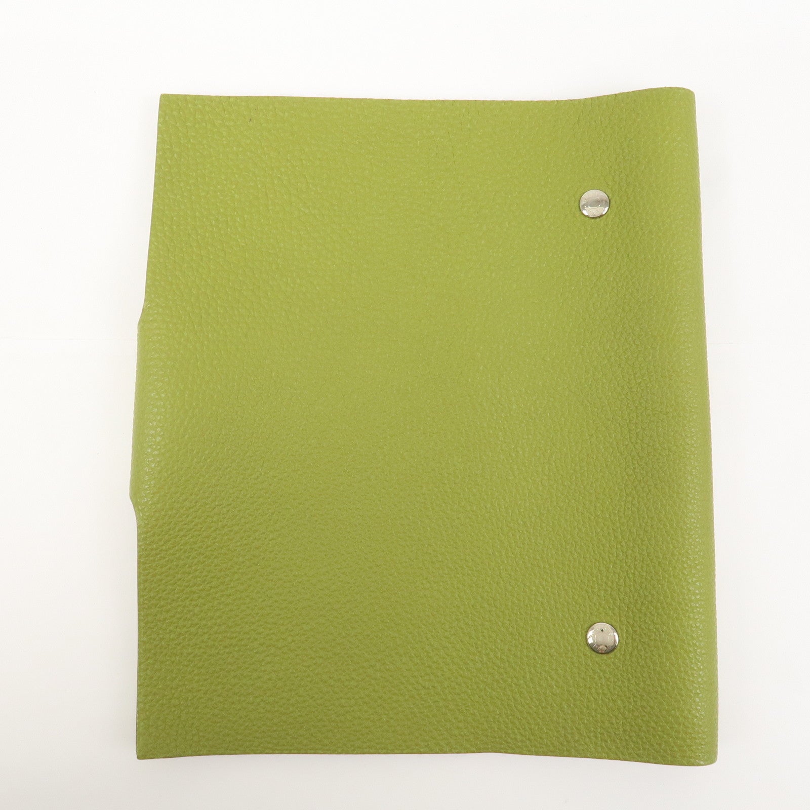 HERMES Ulysse MM Leather Notebook Cover Agenda L Stamped Green