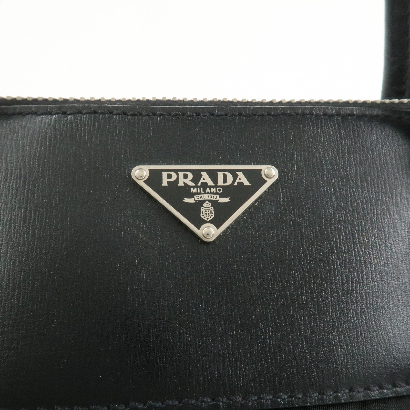 PRADA Triangle Logo Nylon Leather Shoulder Bag Hand Bag Black