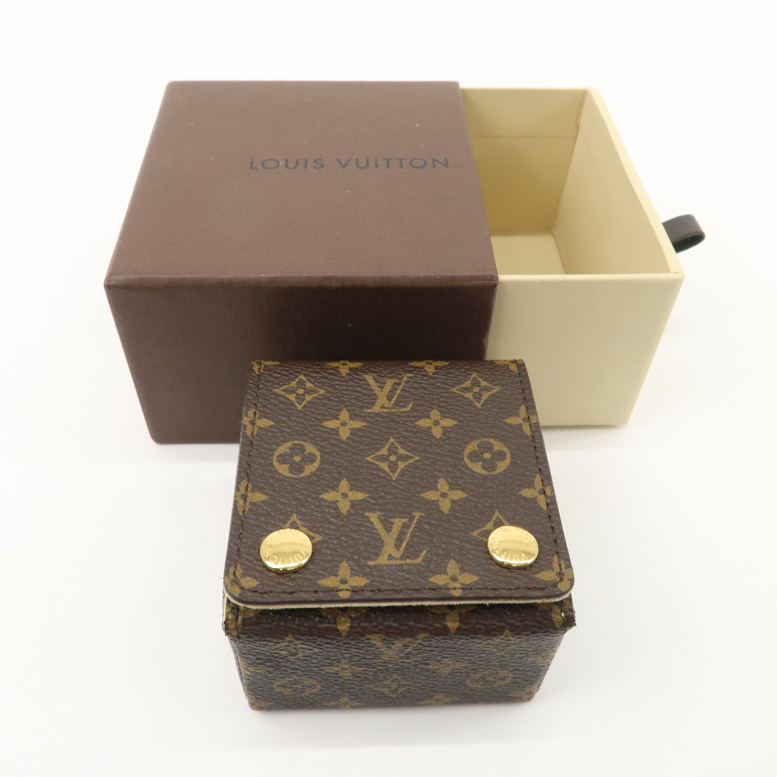 Louis Vuitton Monogram Canvas Jewelry Case Jewelry Box Brown