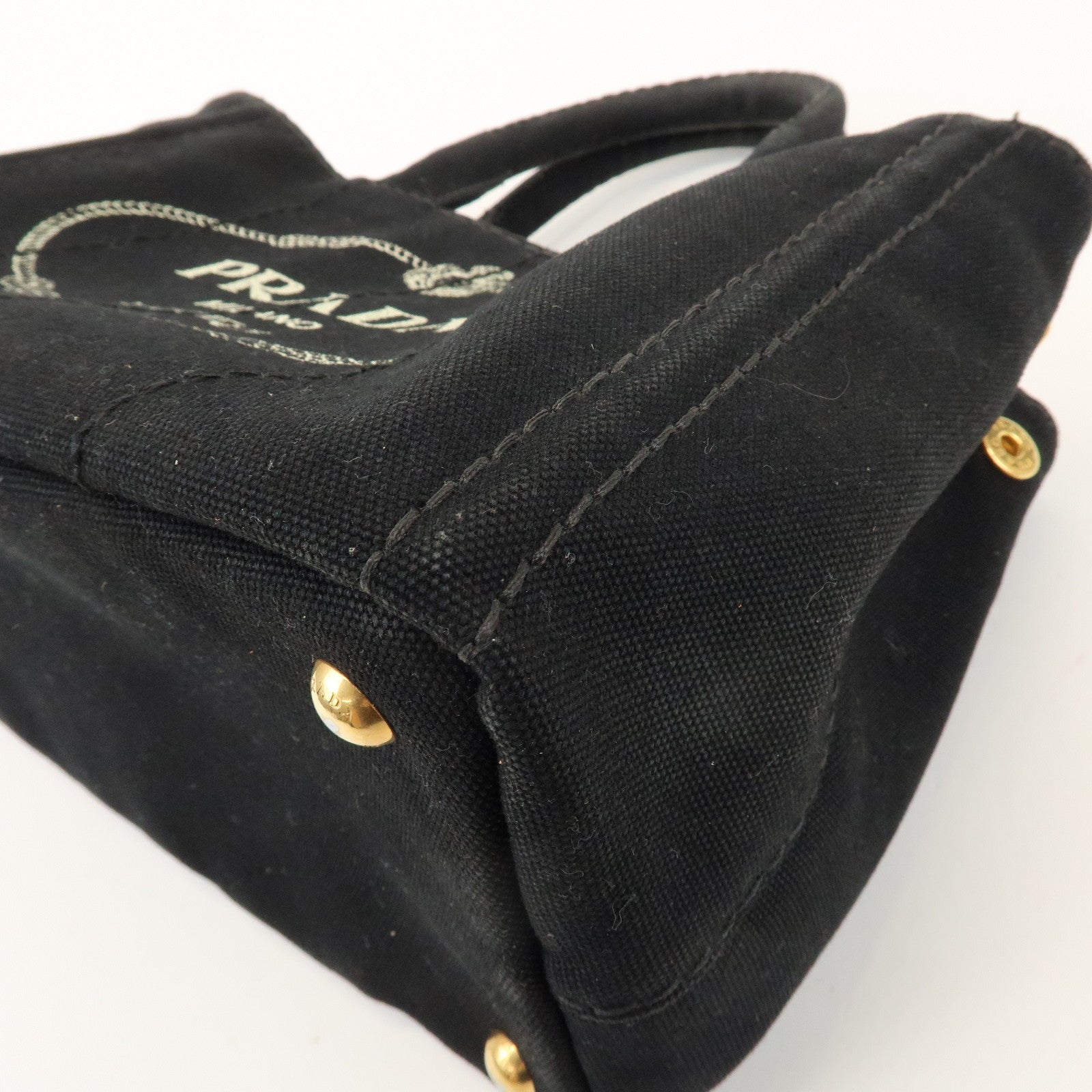PRADA Canapa Mini Canvas 2Way Bag Hand Bag Black 1BG439