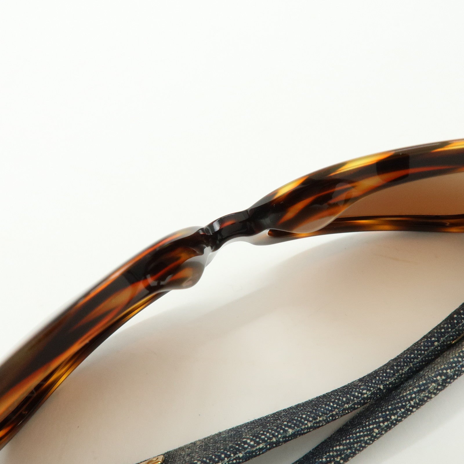 CHANEL COCO Mark Plastic Denim Sunglasses 59□16 Brown Black 5163-A