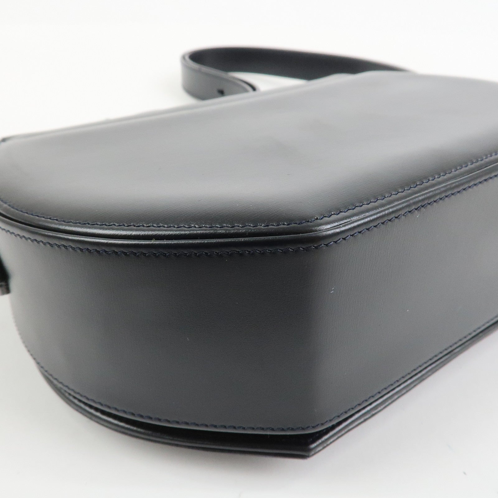 Cartier Sapphire Line Leather Sapphire Shoulder Bag Hand Bag Black