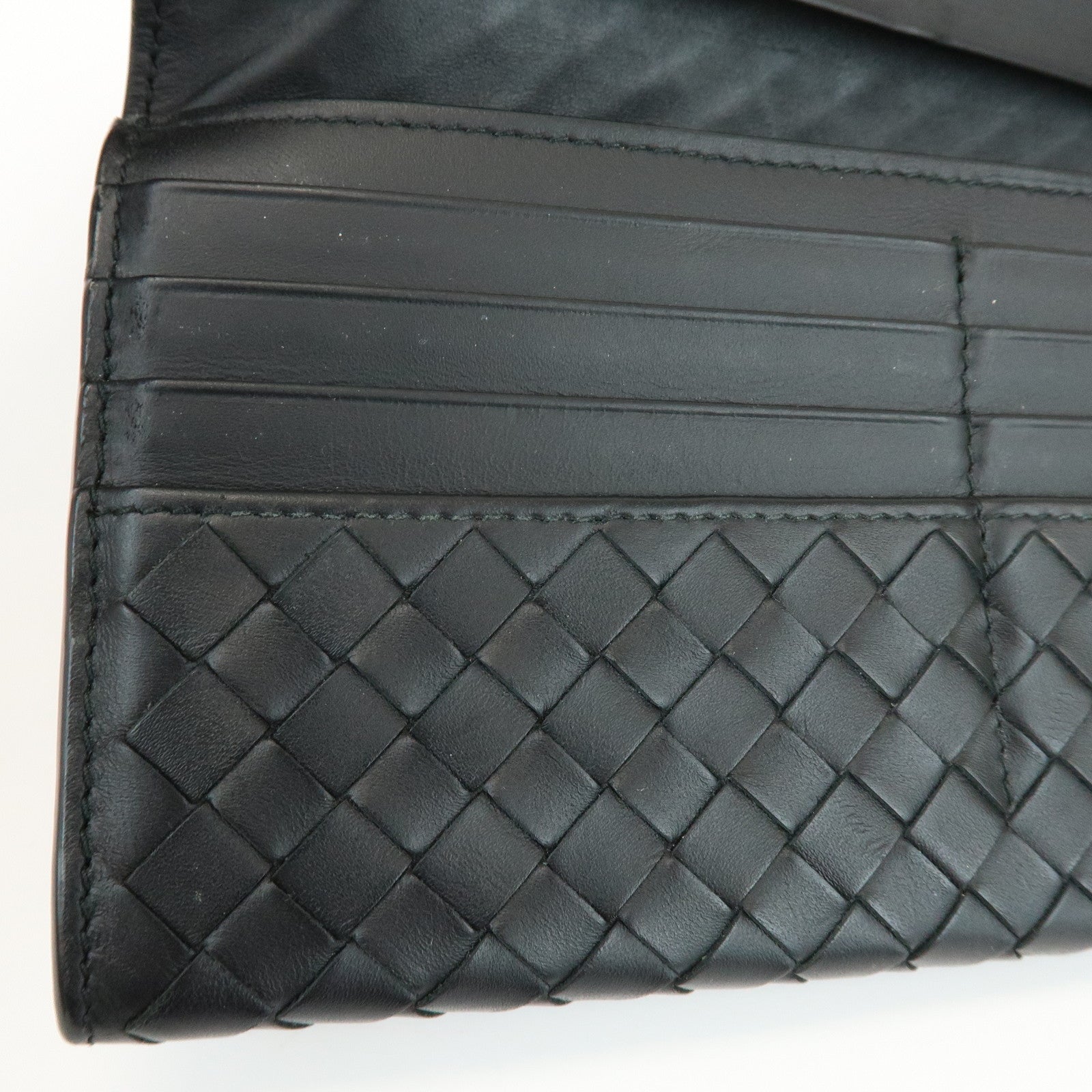BOTTEGA VENETA Intrecciato Leather Long Wallet Black