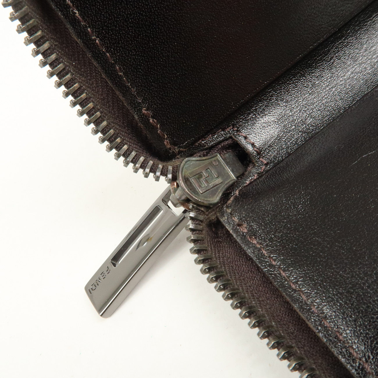 FENDI Zucca Canvas Leather 6 Ring Zippy Key Case Beige 8AP000