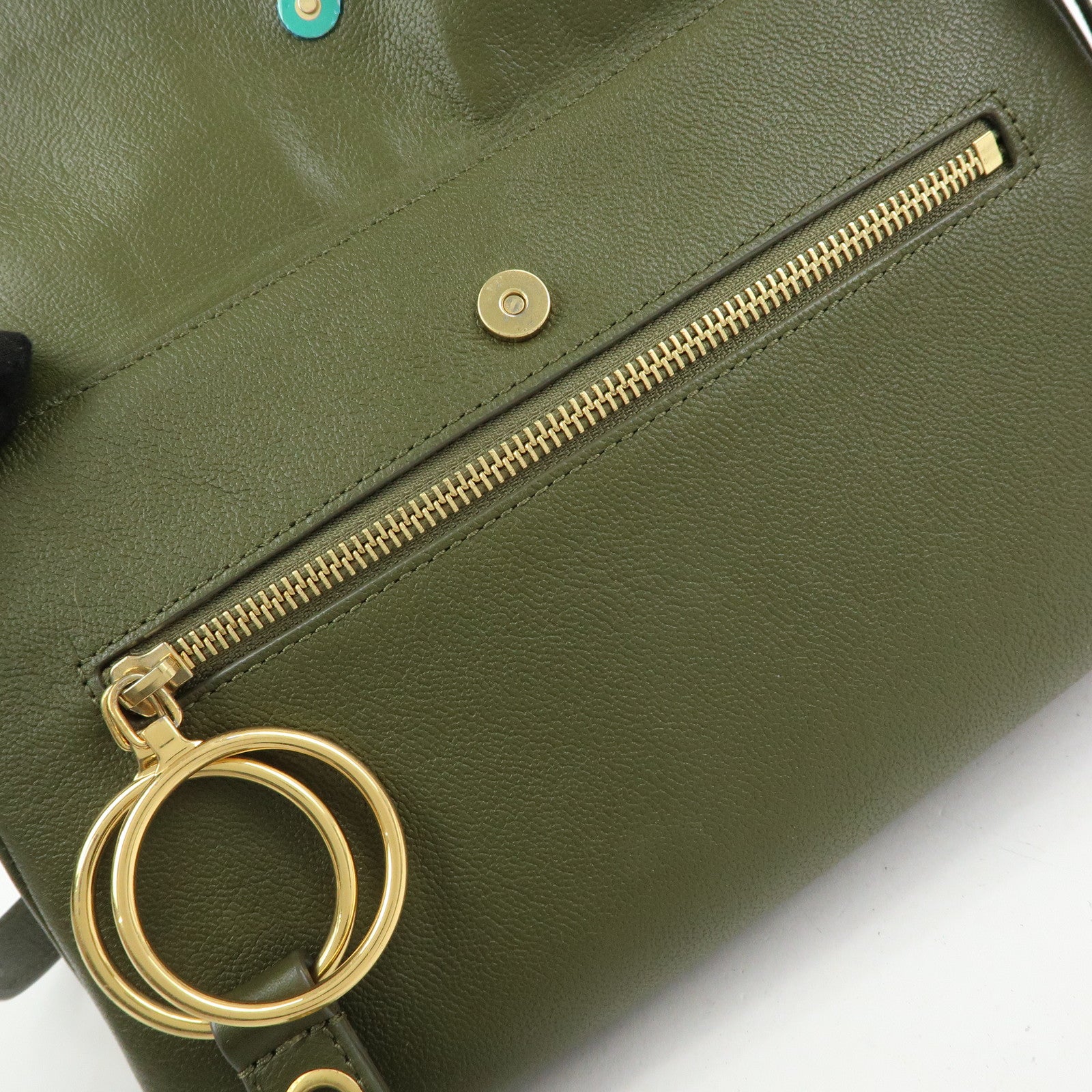 Chloe See by Chloe Phill Leather Shoulder Crossbody Bag Dark Green