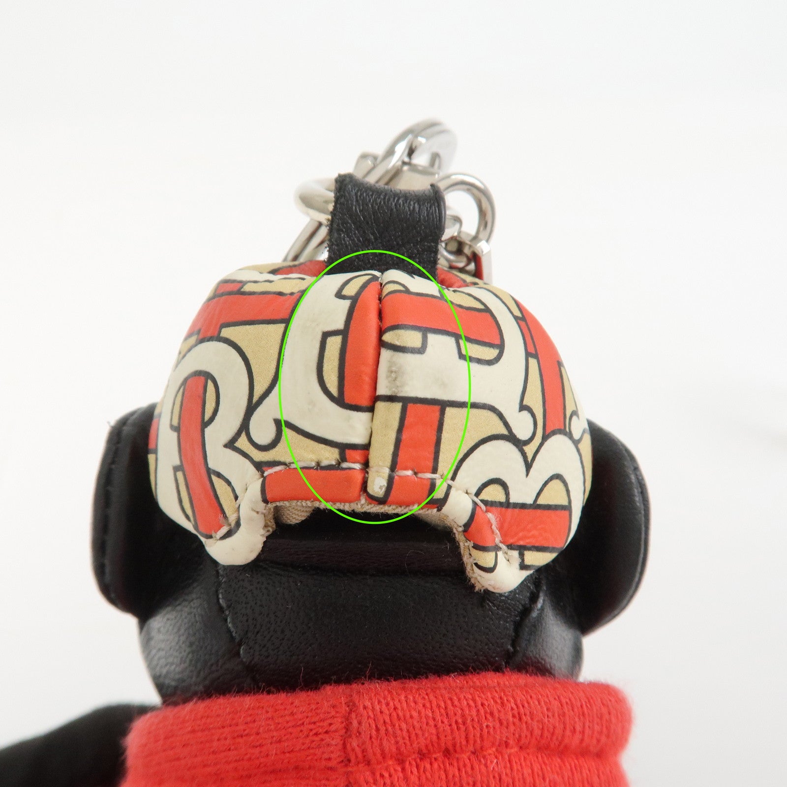 BURBERRY Logo Leather Thomas Bear Bag Charm Key Chain Black Red