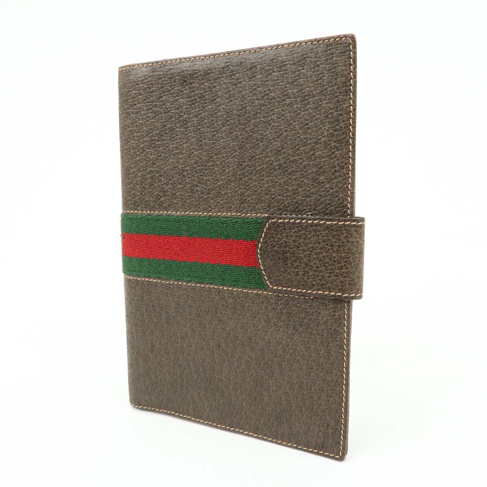 GUCCI Sherry Leather Agenda Cover Planner Cover Passport Case Brown
