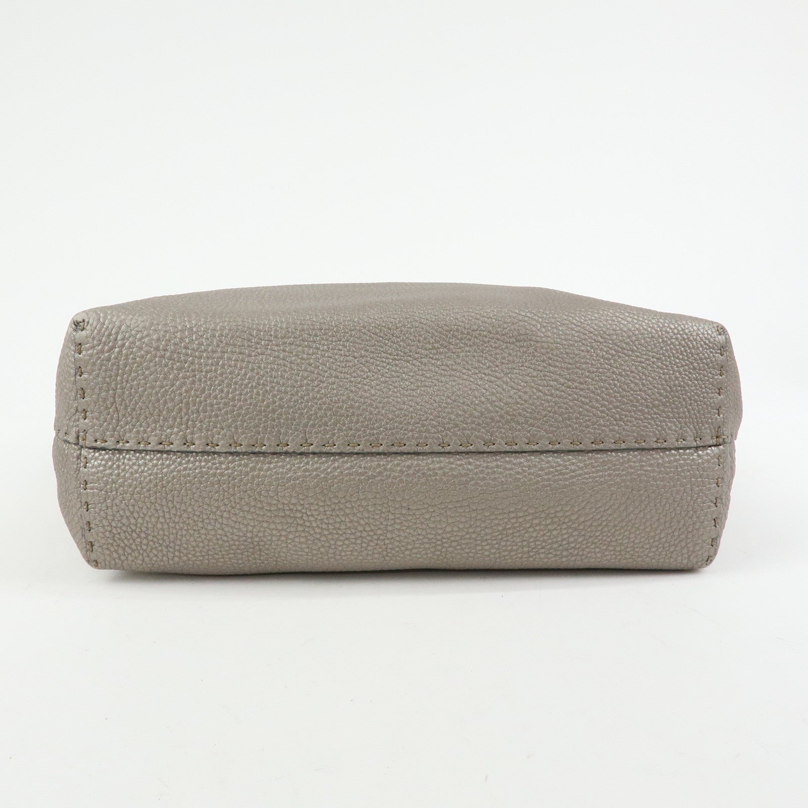 FENDI Selleria Leather Tote Bag Shoulder Bag Silver 8BH126