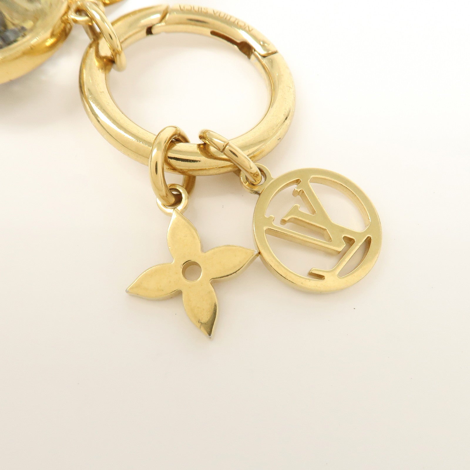 Louis Vuitton Porte Cles Plastic Metal I LV U Key Charm Gold M00559