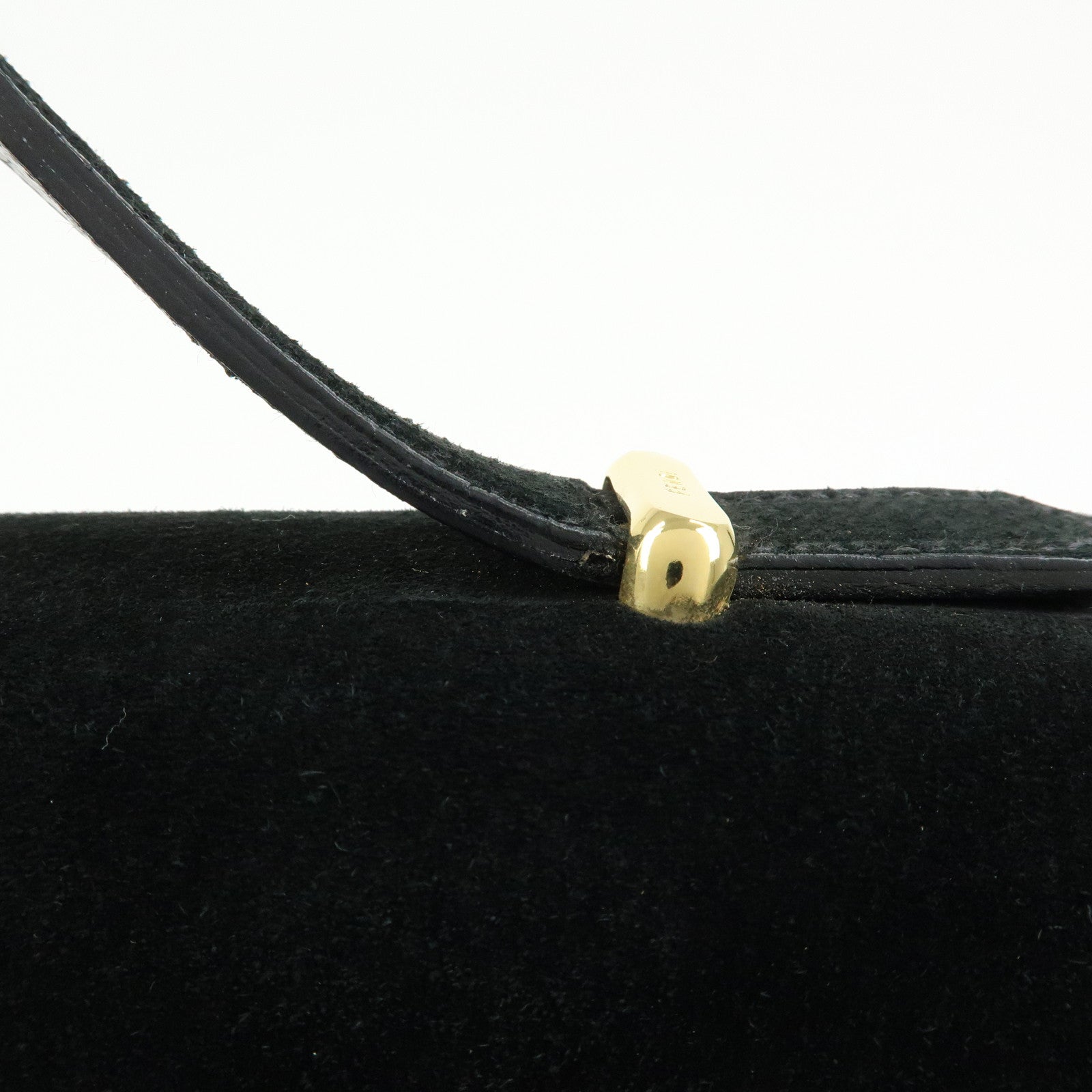 FENDI Top Handle Leather Suede Hand Bag Black 12897