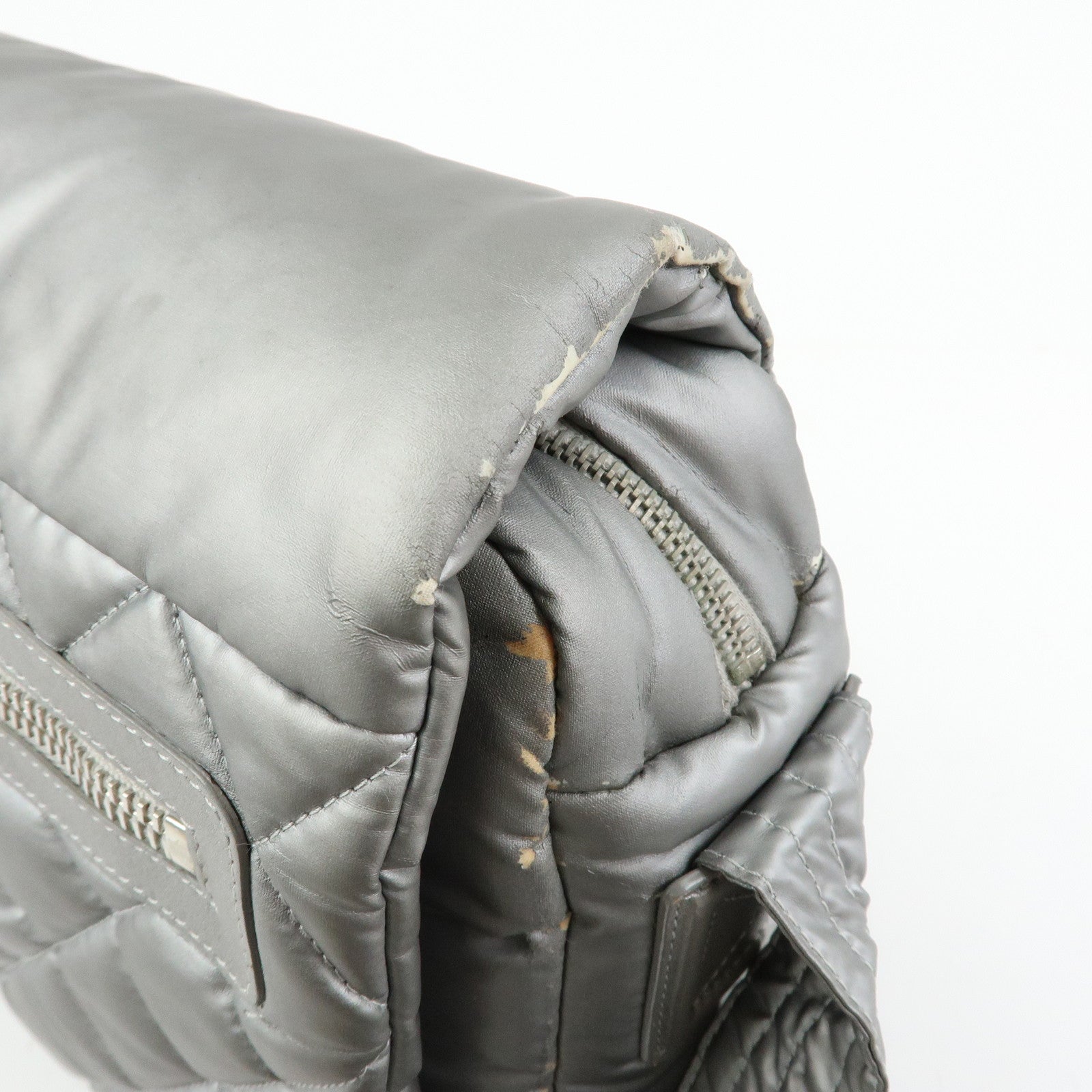 CHANEL Sports Matelasse PVC Coated Canvas Shoulder Bag Silver