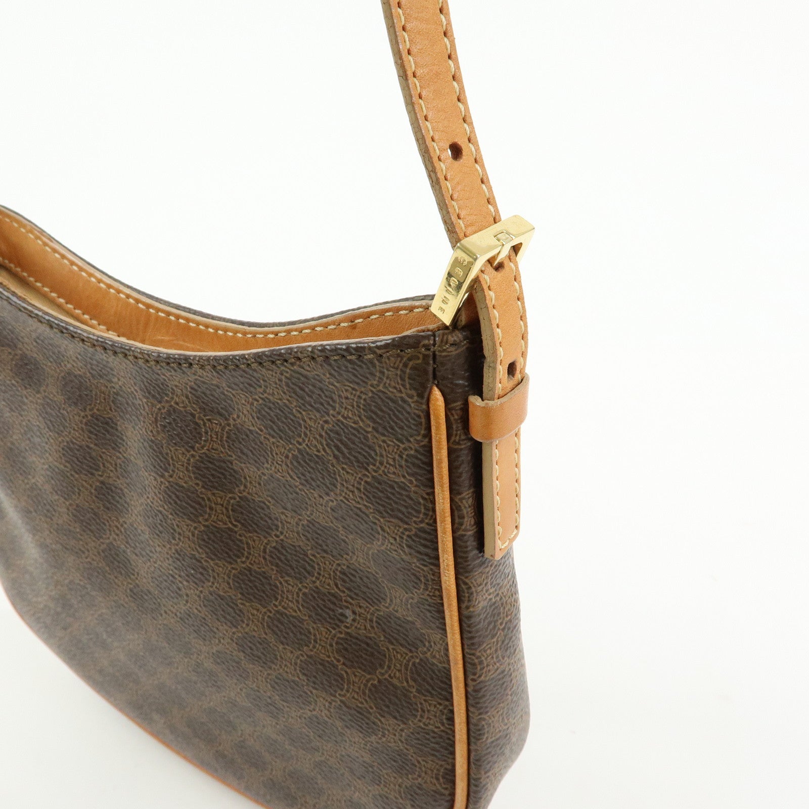 CELINE Macadam PVC Leather Shoulder Bag Hand Bag Brown