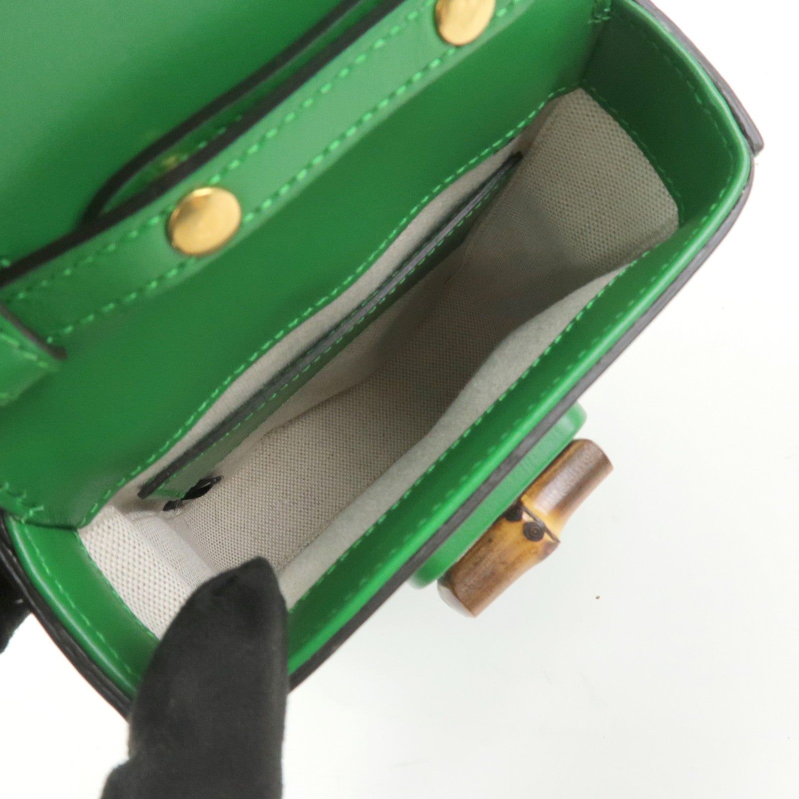 GUCCI Bamboo Leather 2Way Bag Backpack Shoulder Bag Green 702106
