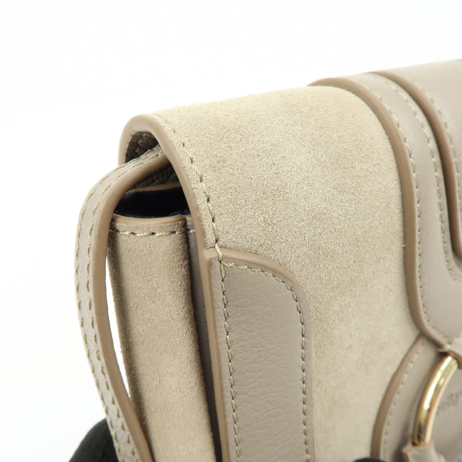 Chloe See By Chloe Hana Suede Leather Shoulder Crossbody Bag Greige